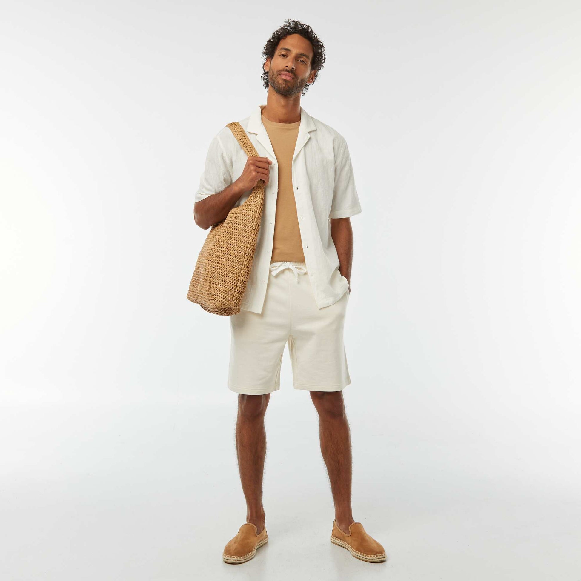 Chemise manches courtes avec broderies BLANC