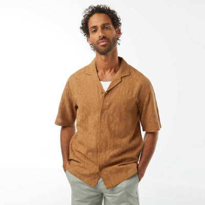 Chemise manches courtes avec broderies BEIGE