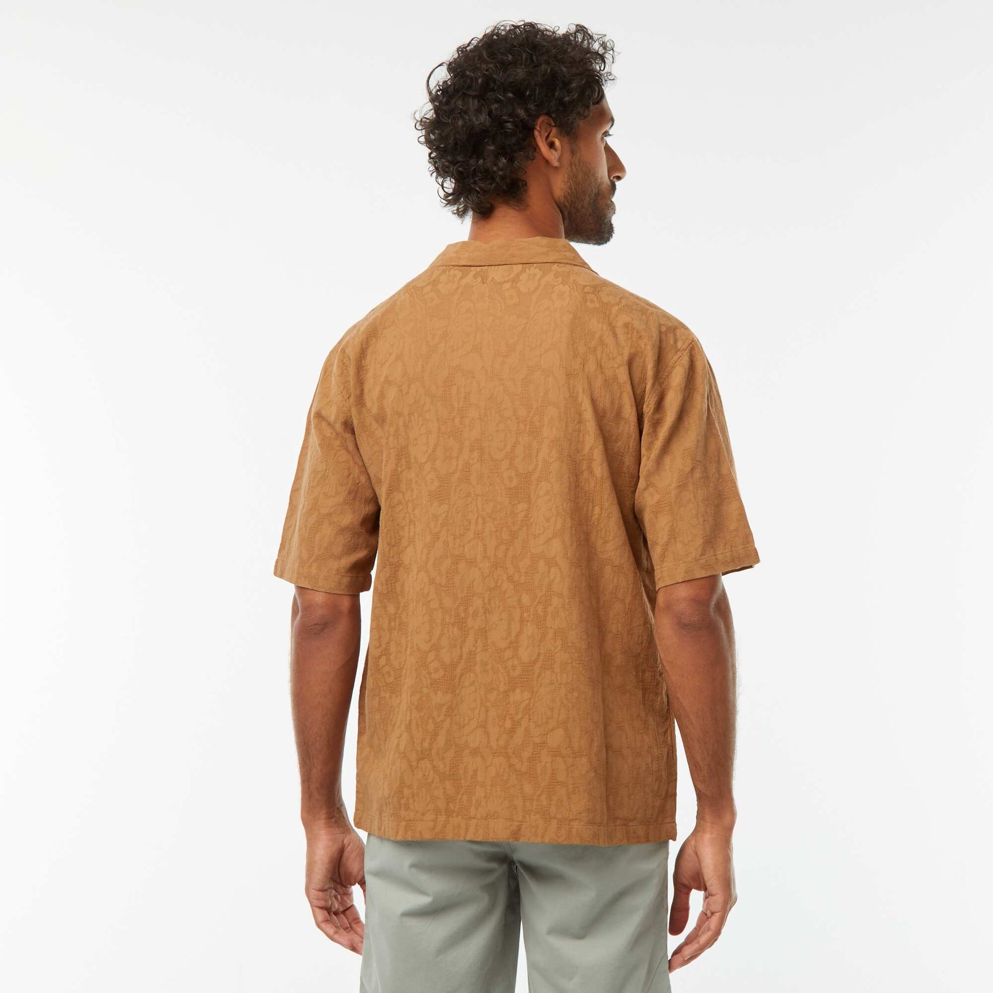 Chemise manches courtes avec broderies BEIGE