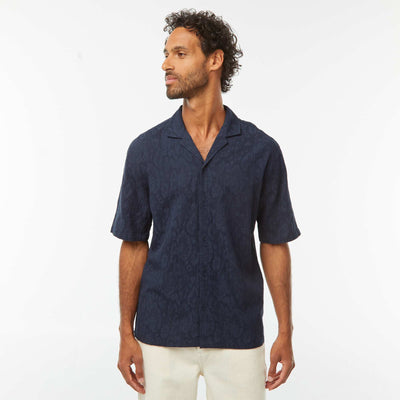 Chemise manches courtes avec broderies BLEU