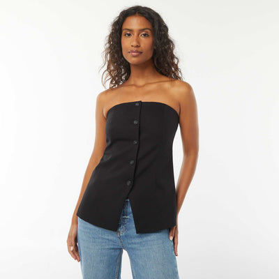 Bustier uni esprit gilet de costume NOIR