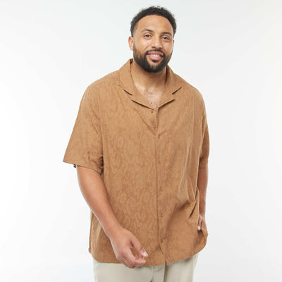 Chemise manches courtes avec broderies BEIGE