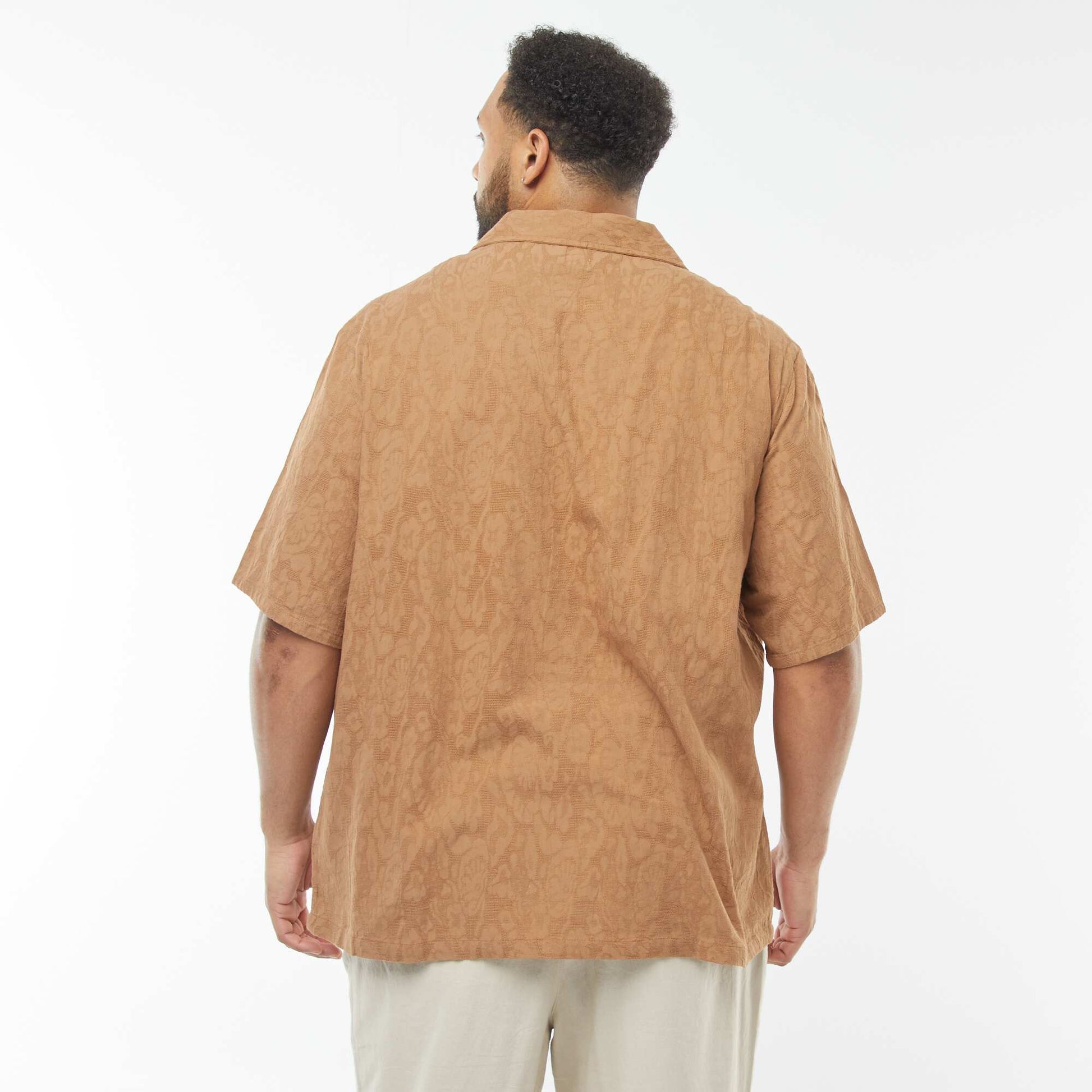 Chemise manches courtes avec broderies BEIGE
