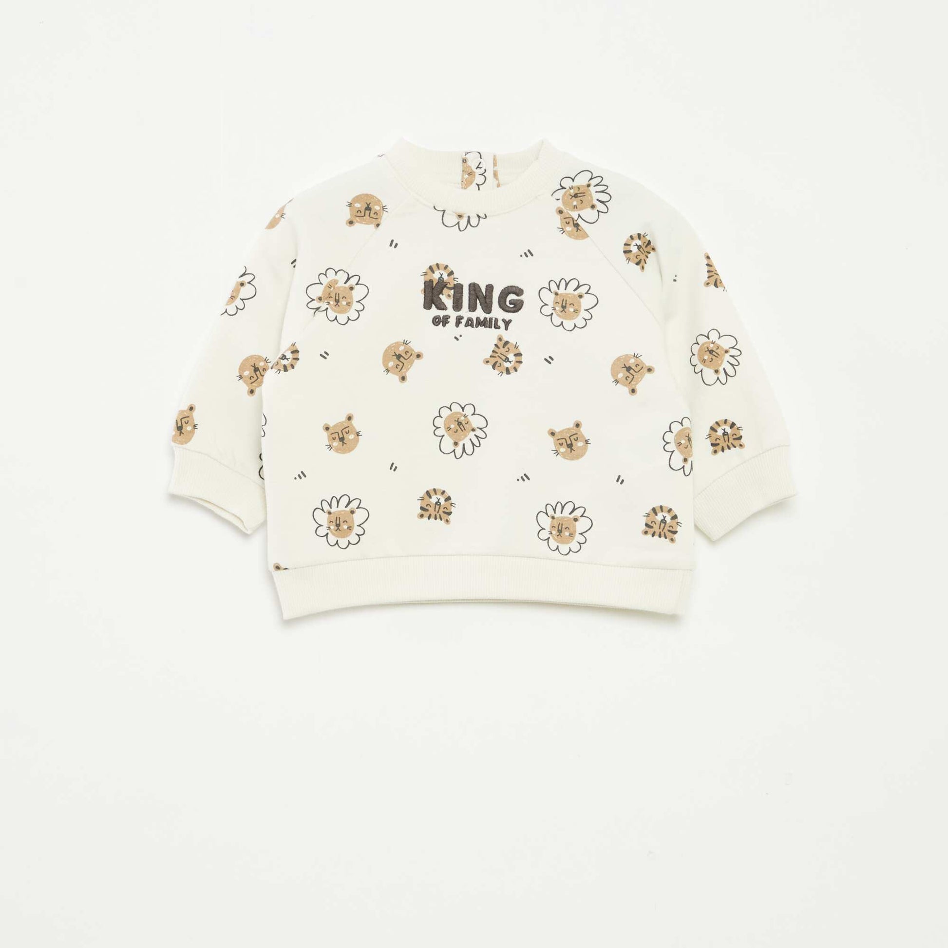 Sweat en molleton imprimé avec ouverture pressionnée BLANC