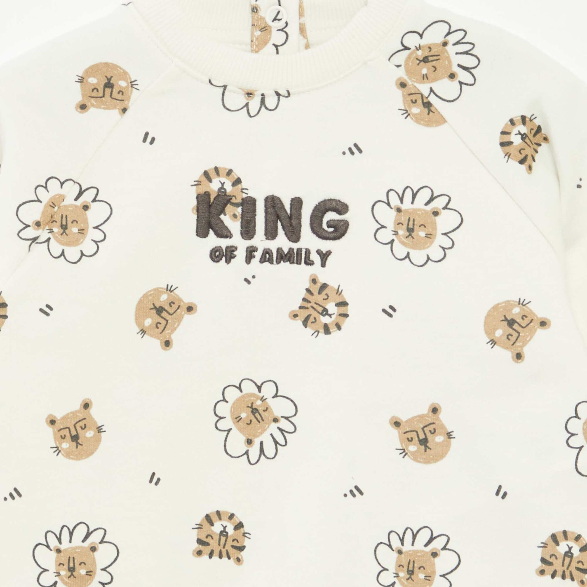Sweat en molleton imprimé avec ouverture pressionnée BLANC