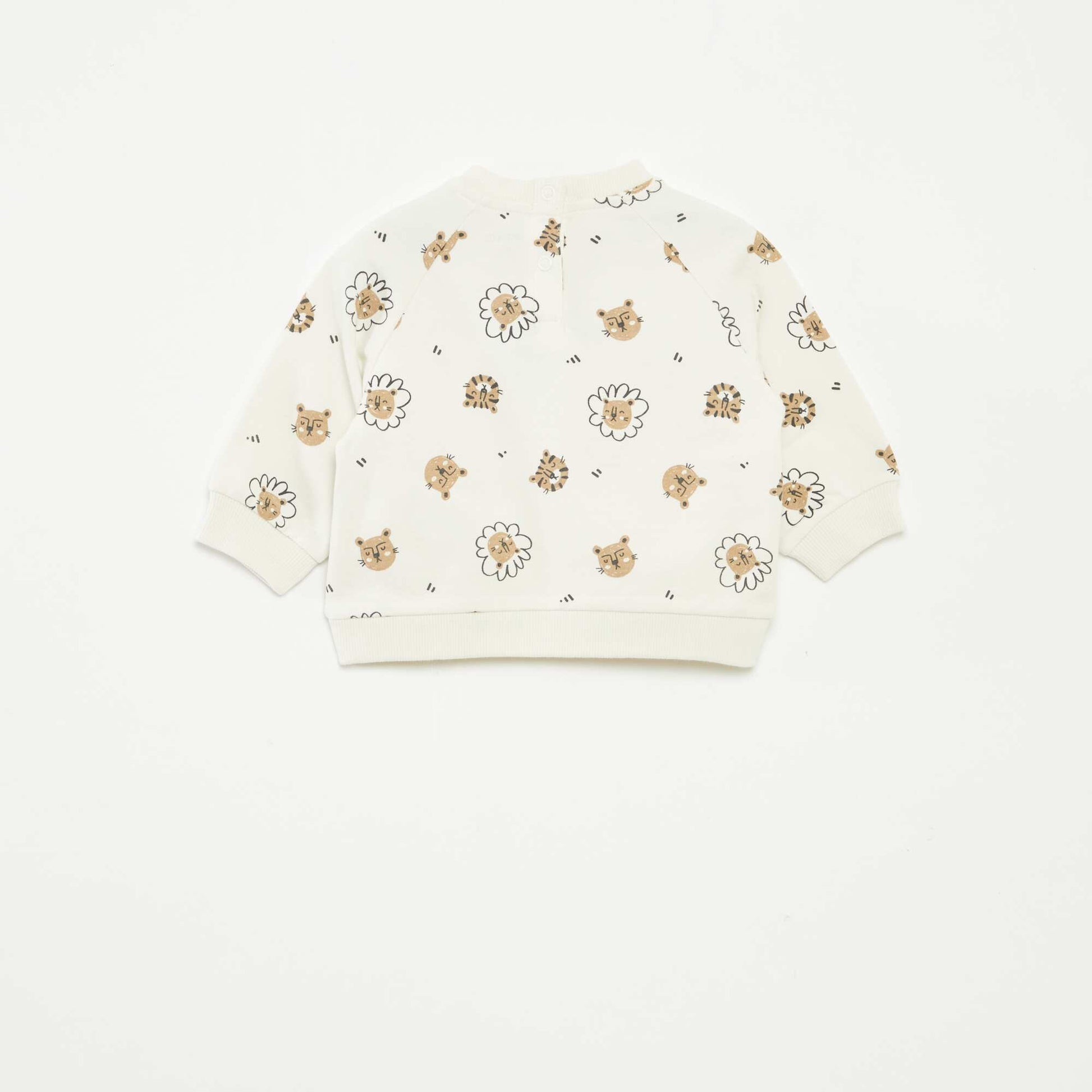Sweat en molleton imprimé avec ouverture pressionnée BLANC