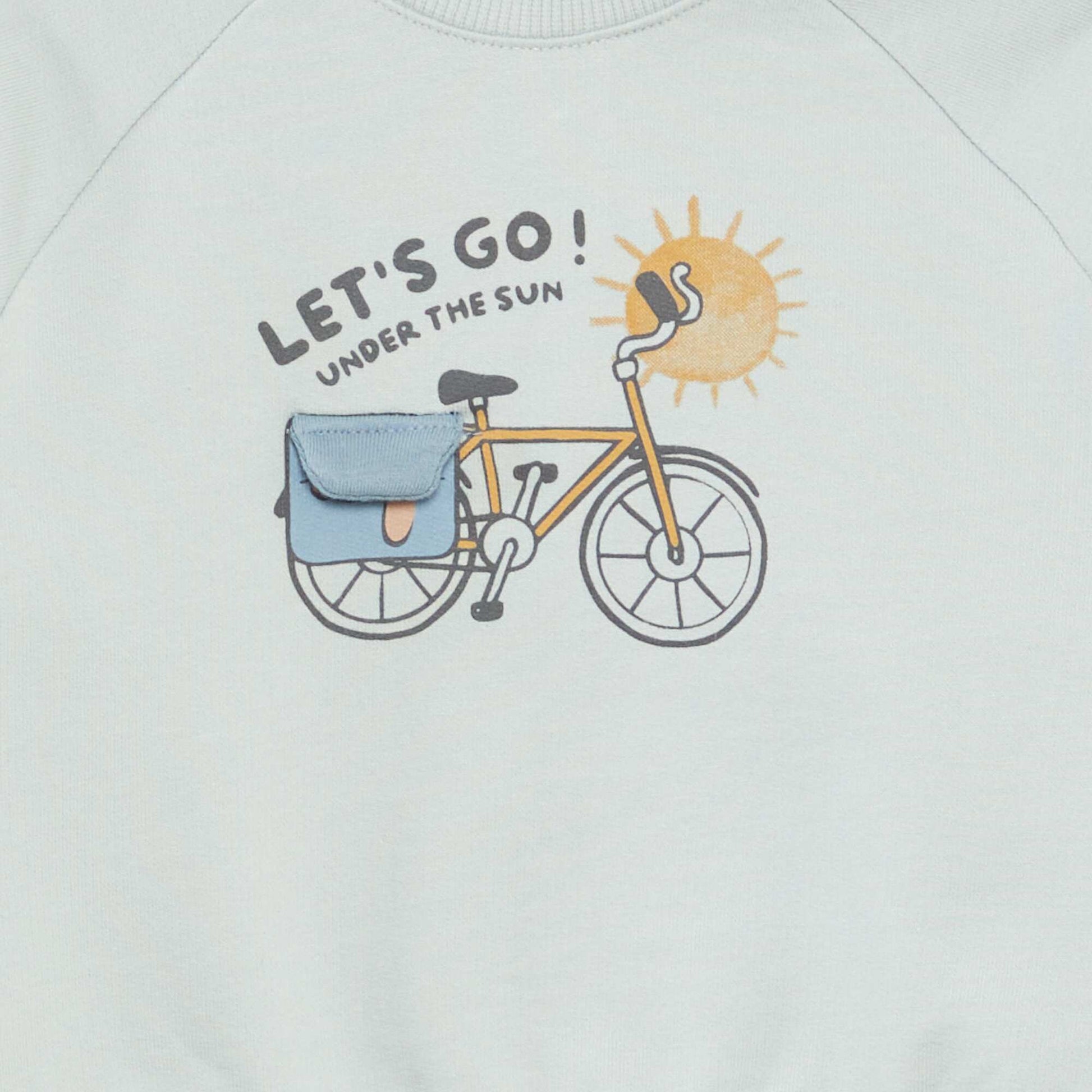 Sweat en molleton imprimé avec ouverture pressionnée BLEU