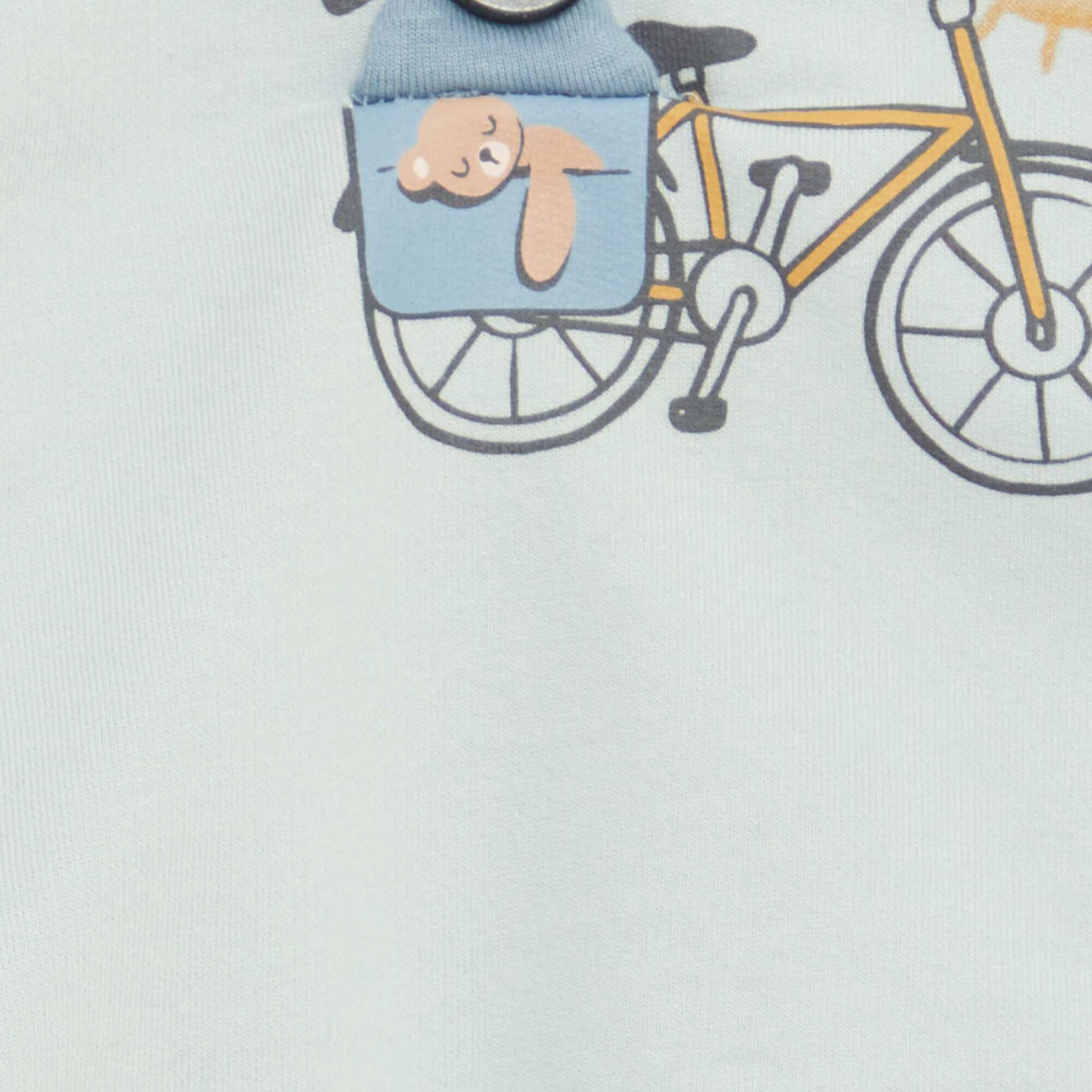 Sweat en molleton imprimé avec ouverture pressionnée BLEU