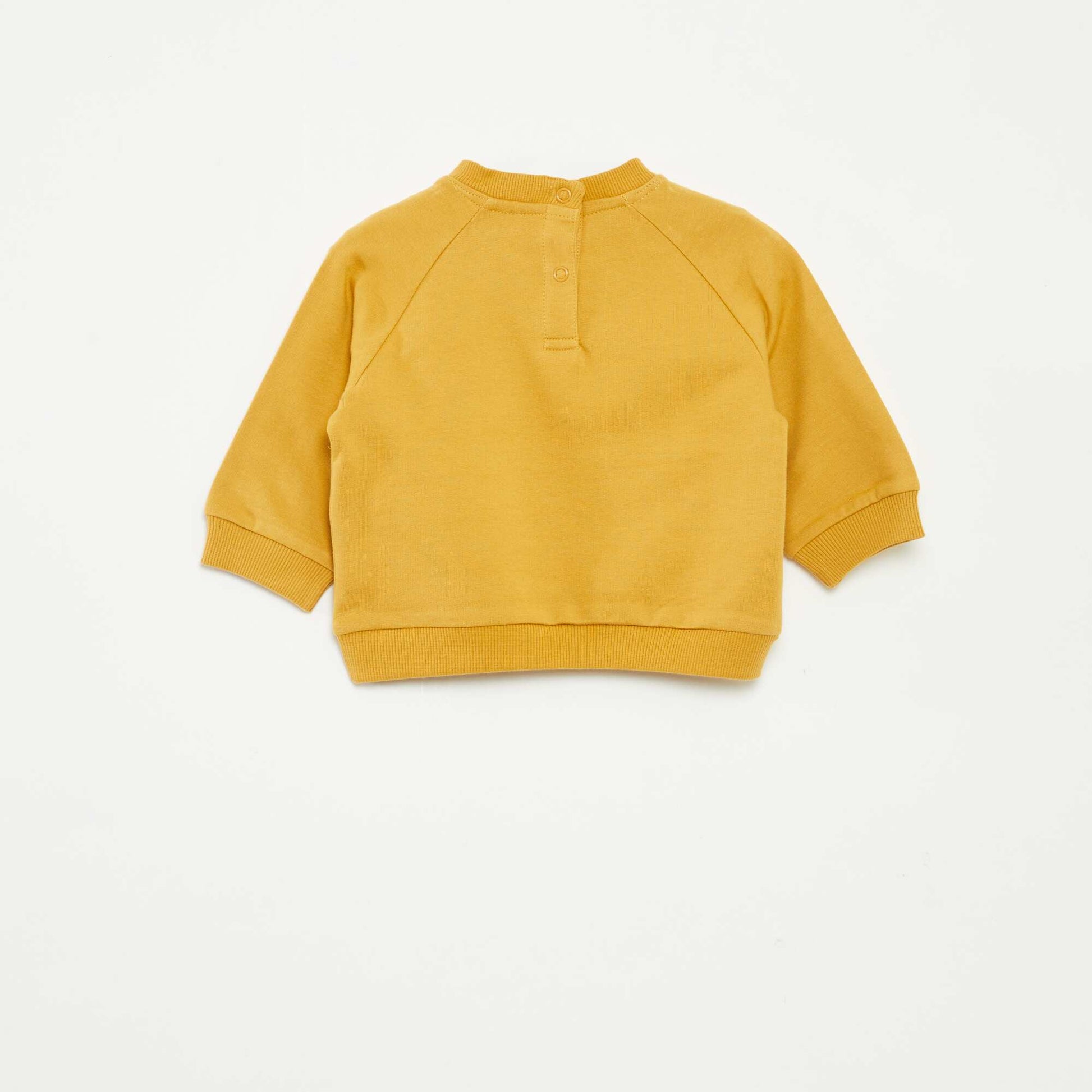 Sweat en molleton imprimé avec ouverture pressionnée JAUNE
