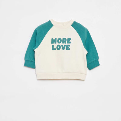 Sweat bicolore avec message BLANC