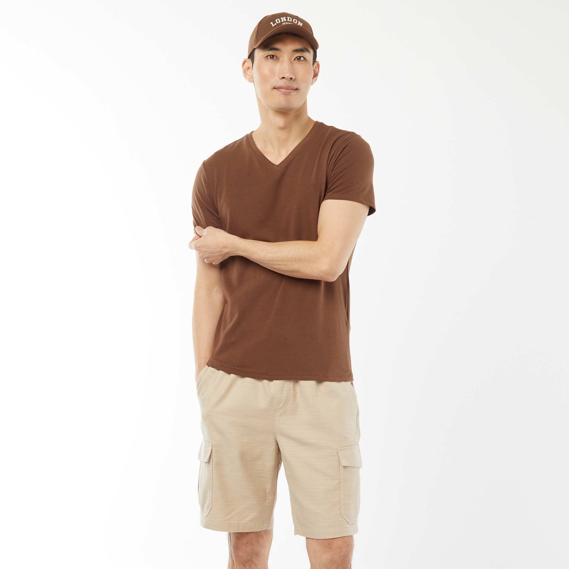 Bermuda uni avec poches à rabat BEIGE