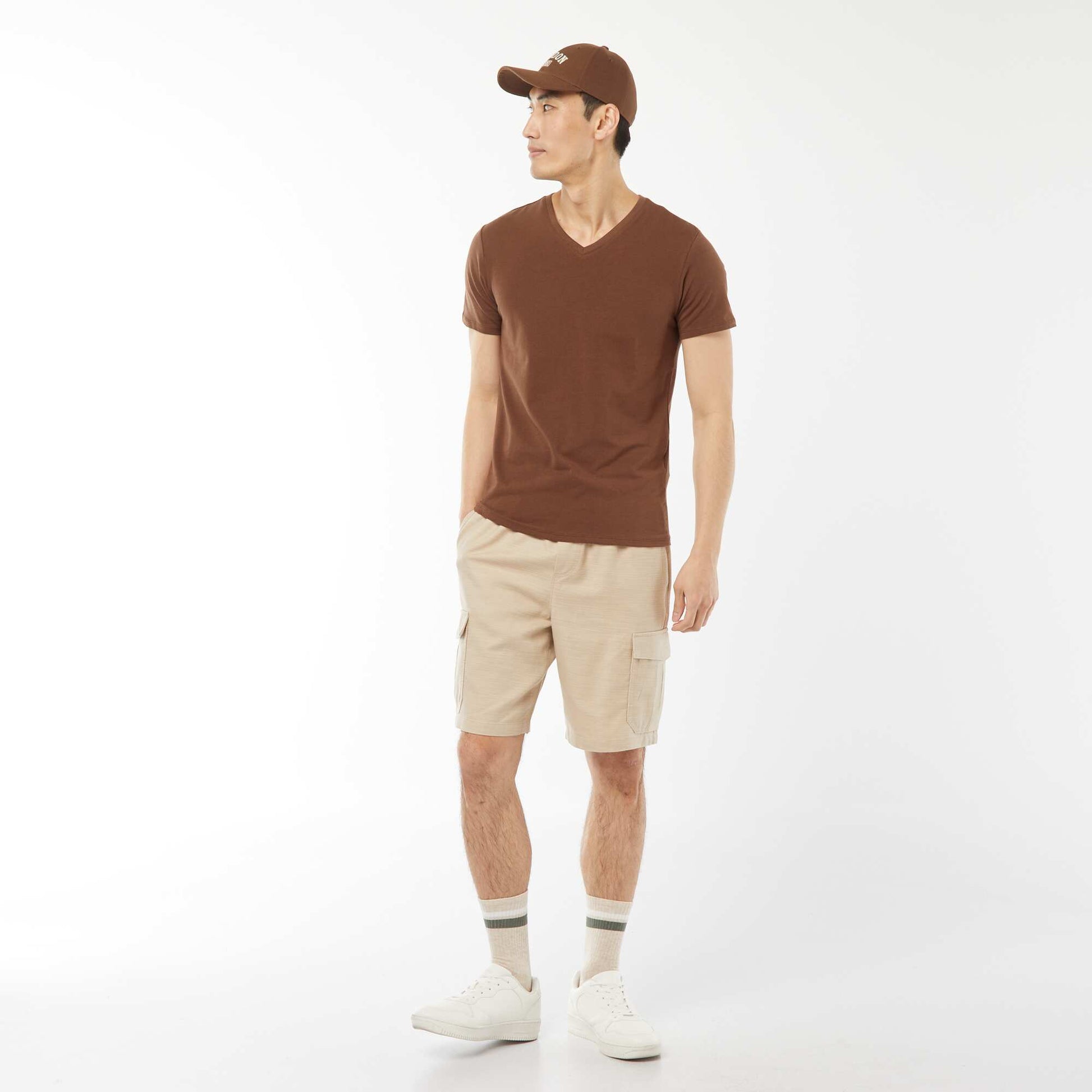 Bermuda uni avec poches à rabat BEIGE