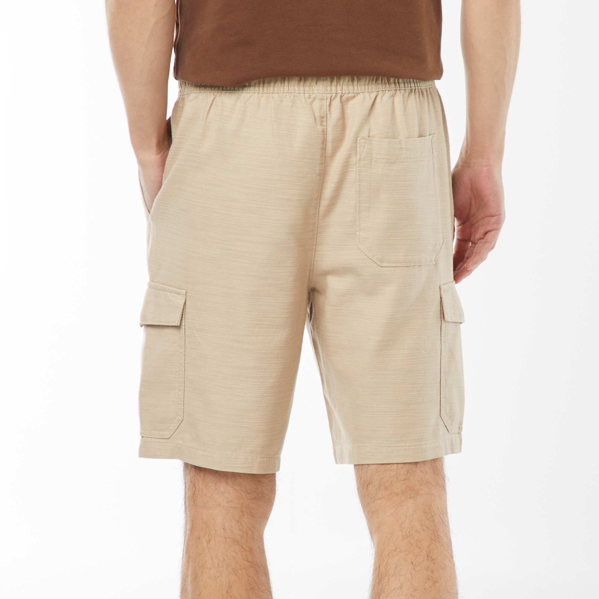 Bermuda uni avec poches à rabat BEIGE