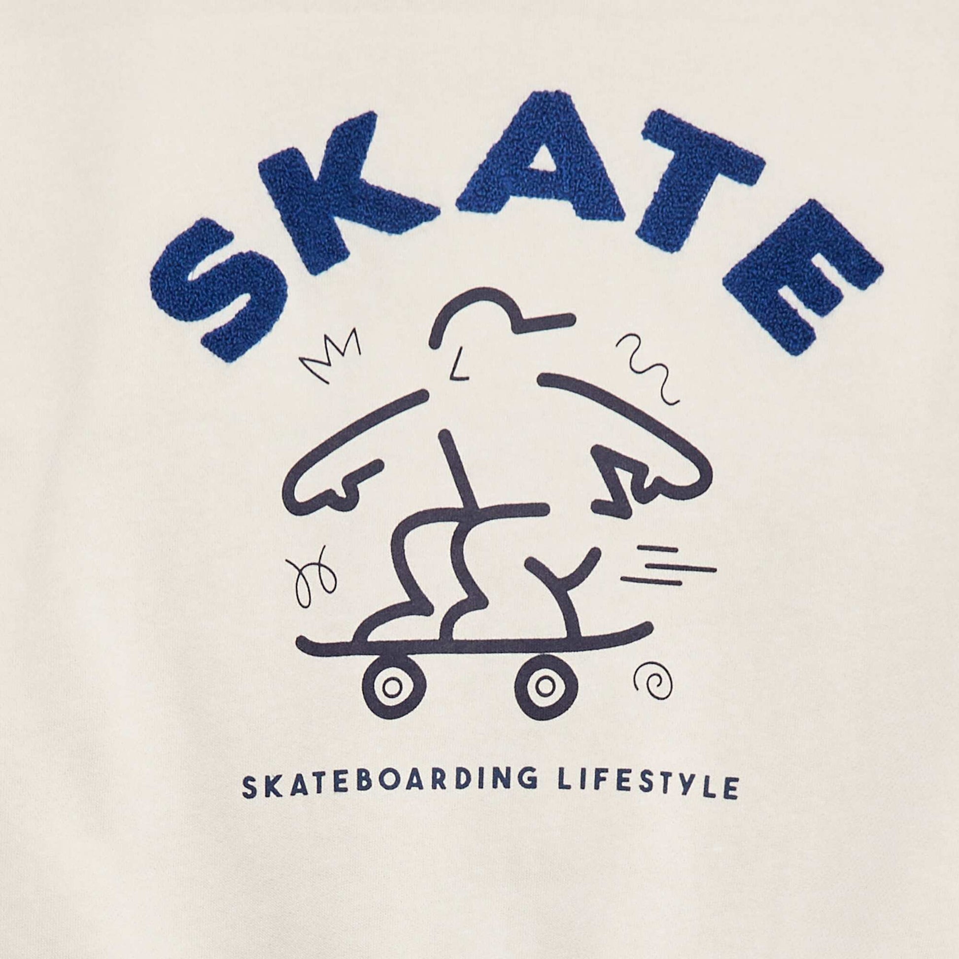 Sweat à capuche imprimé 'skate' BLANC