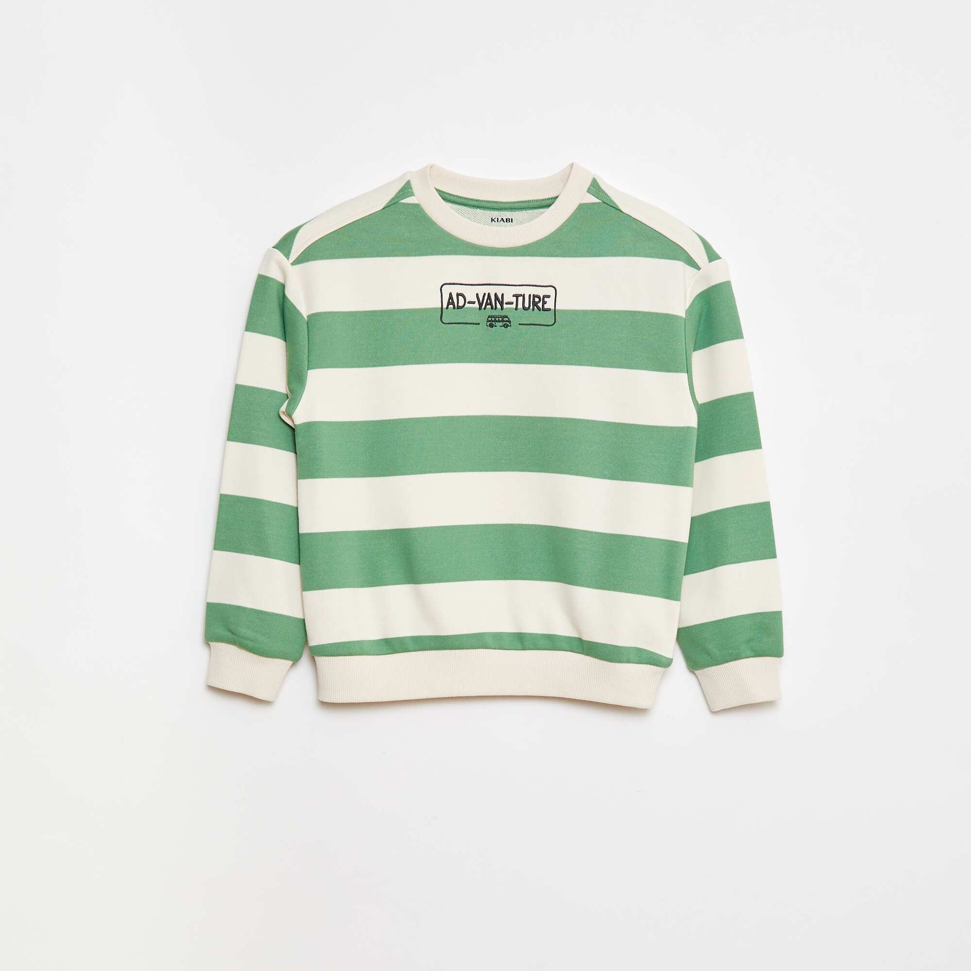 Sweat en molleton avec manches contrastées VERT RAYé