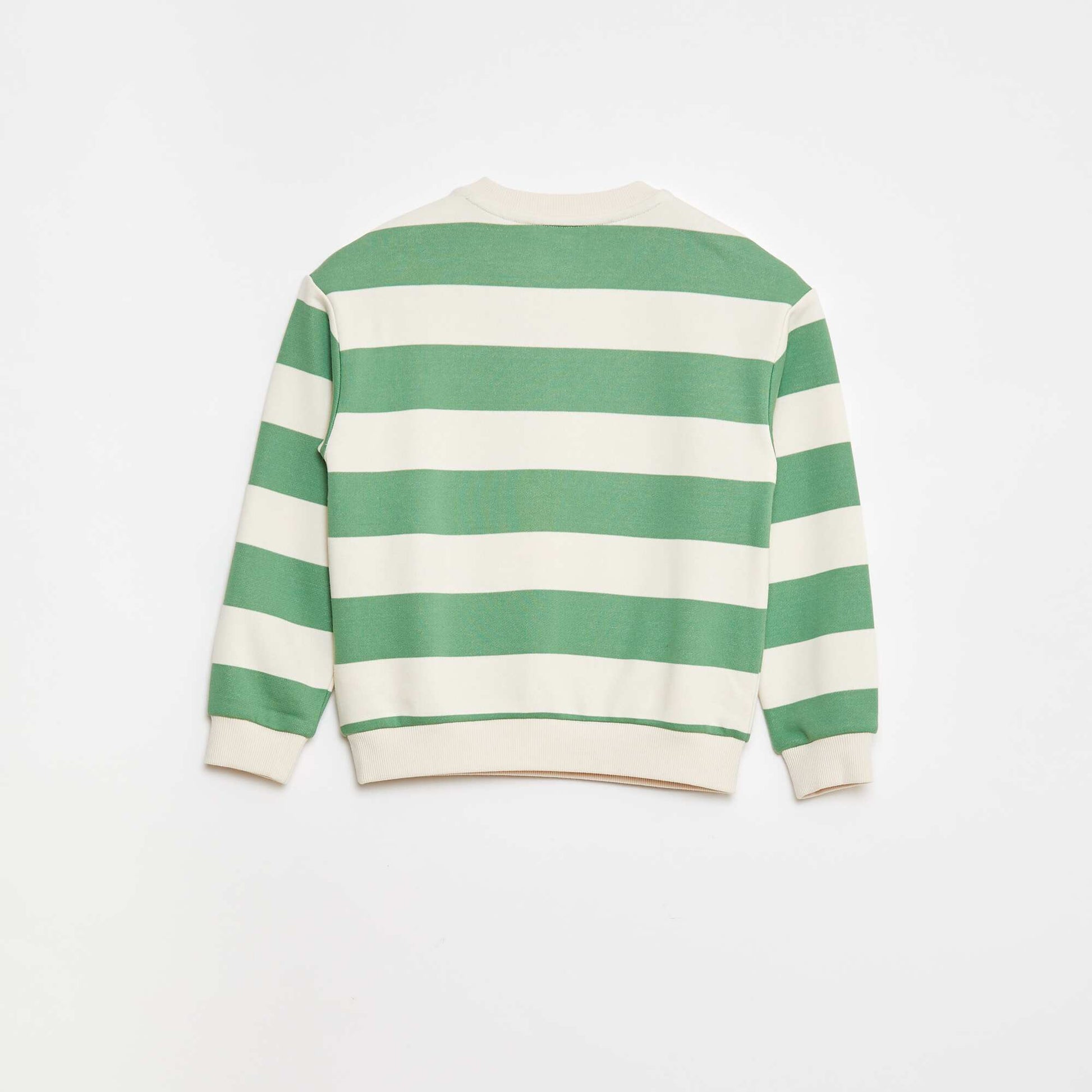 Sweat en molleton avec manches contrastées VERT RAYé