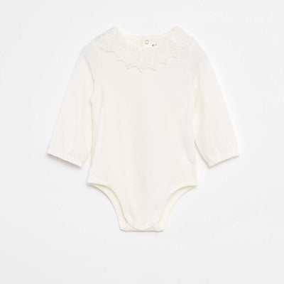 Body avec collerette en dentelle BLANC