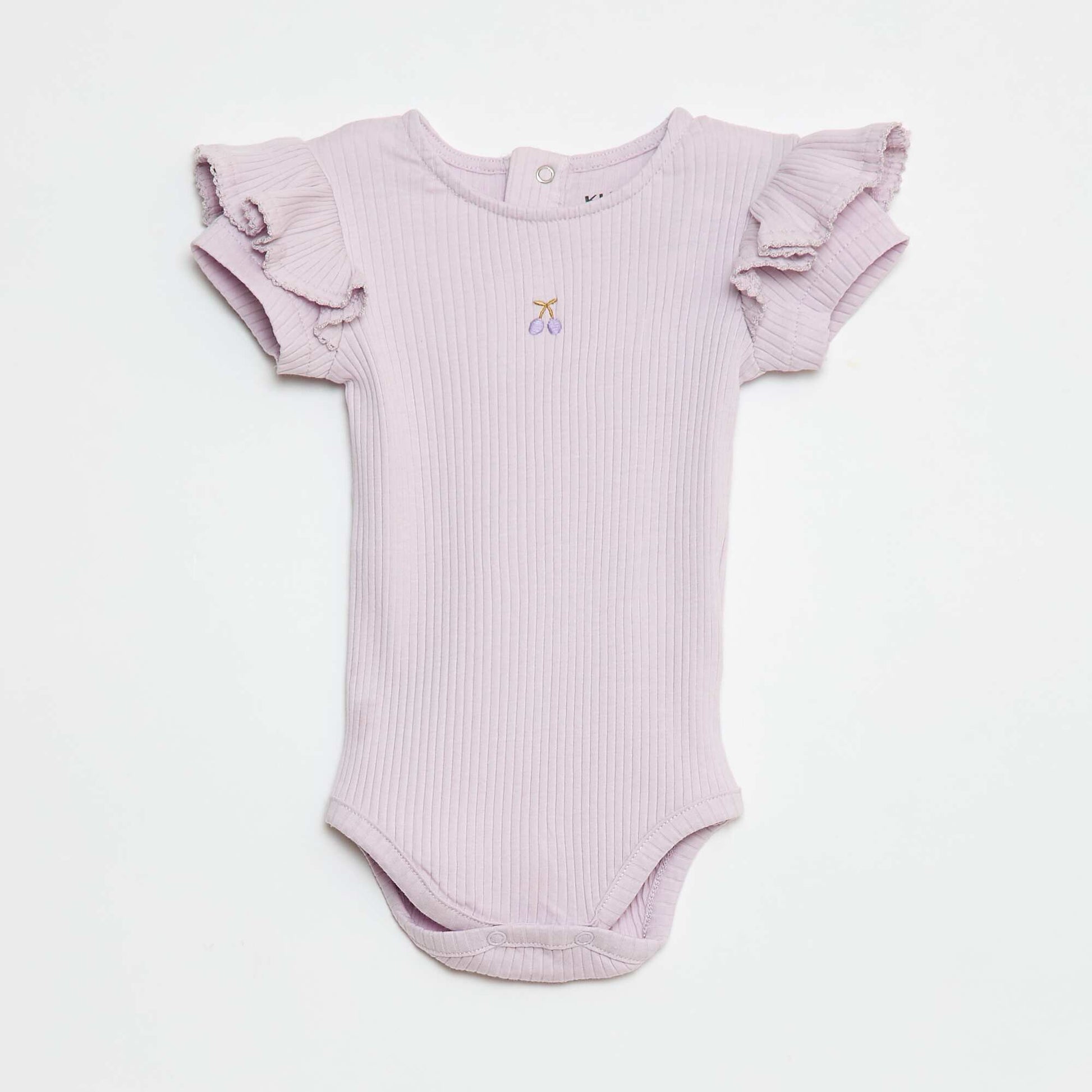 Body côtelé à manches courtes avec emmanchures volantées VIOLET