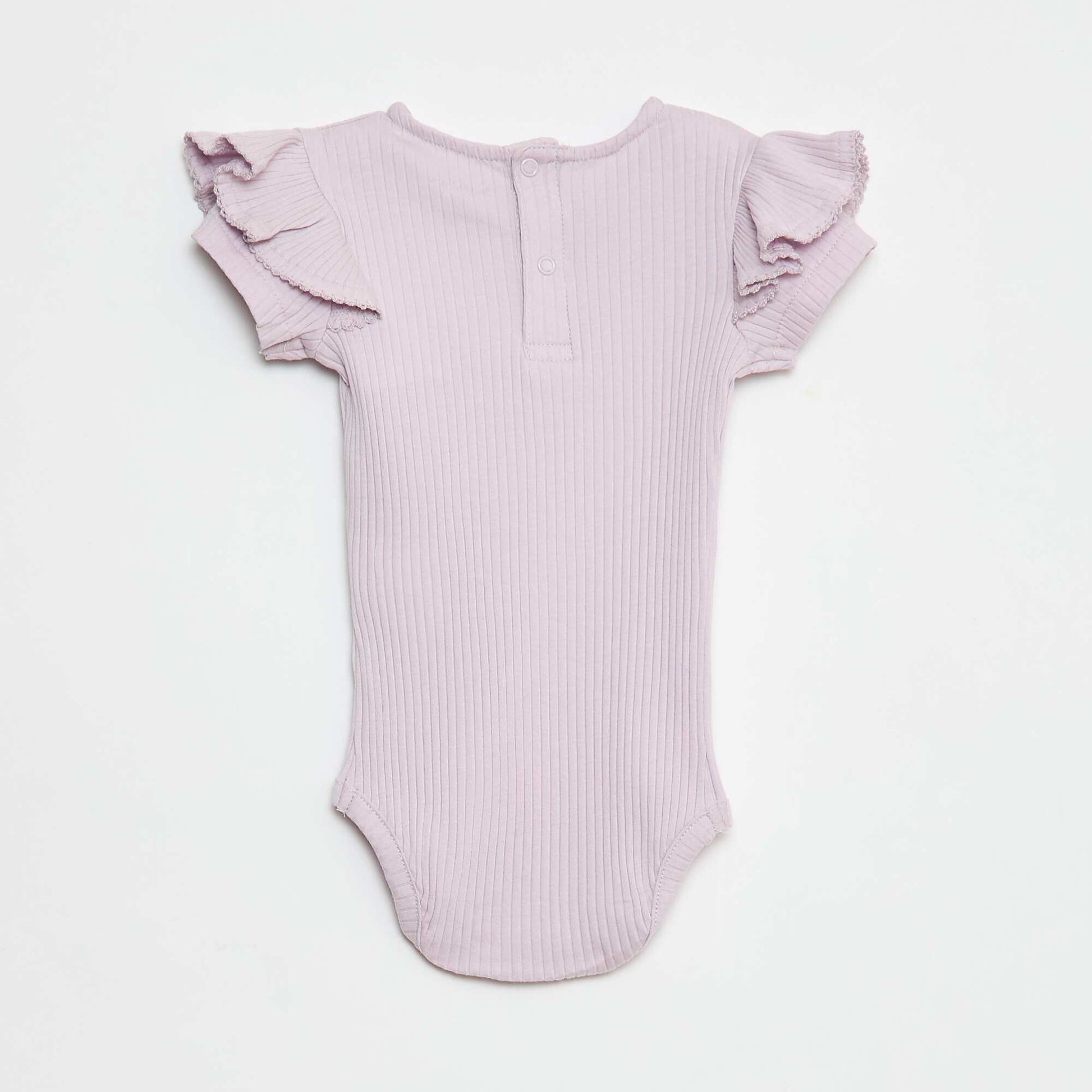 Body côtelé à manches courtes avec emmanchures volantées VIOLET