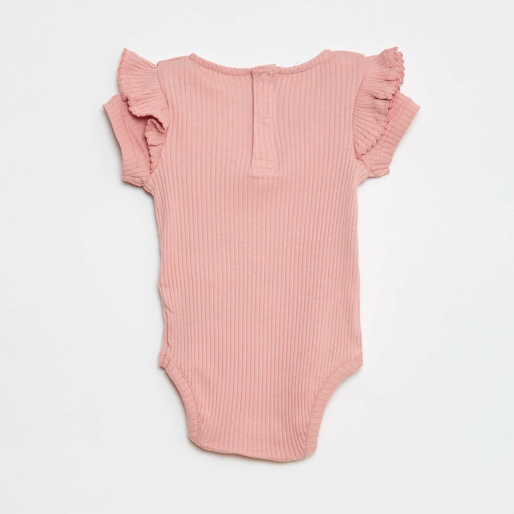 Body côtelé à manches courtes avec emmanchures volantées ROSE