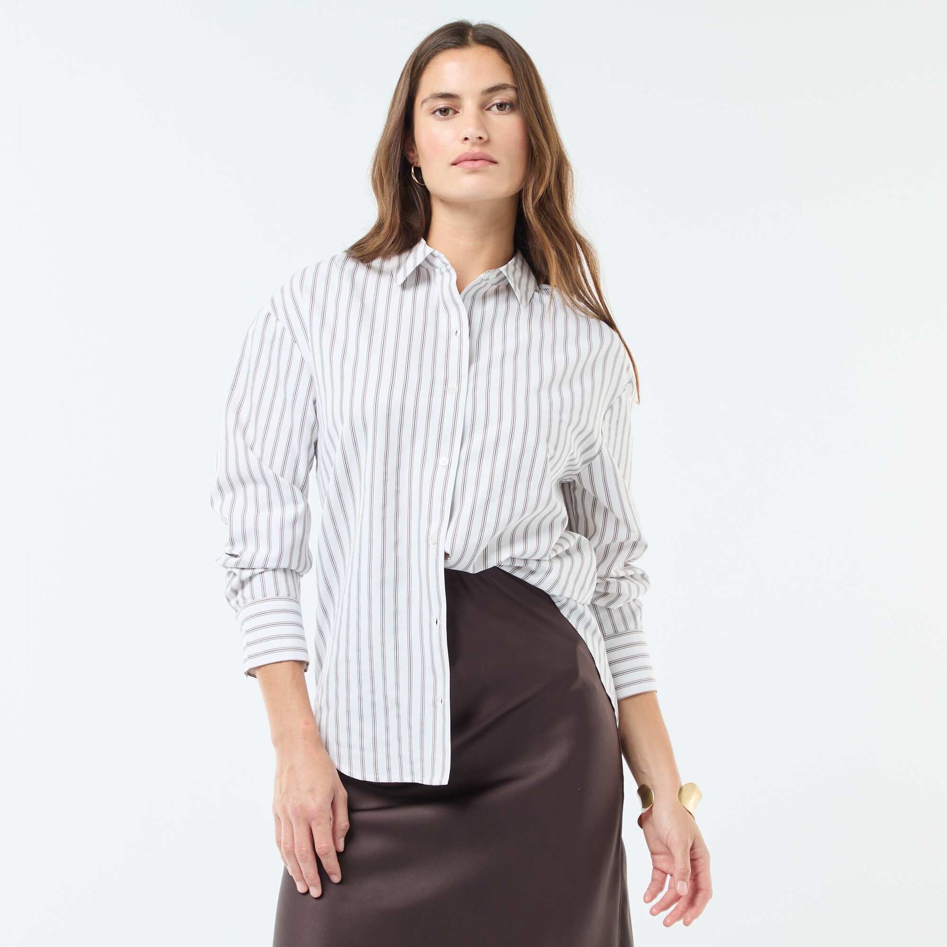 Chemise en popeline rayée BLANC