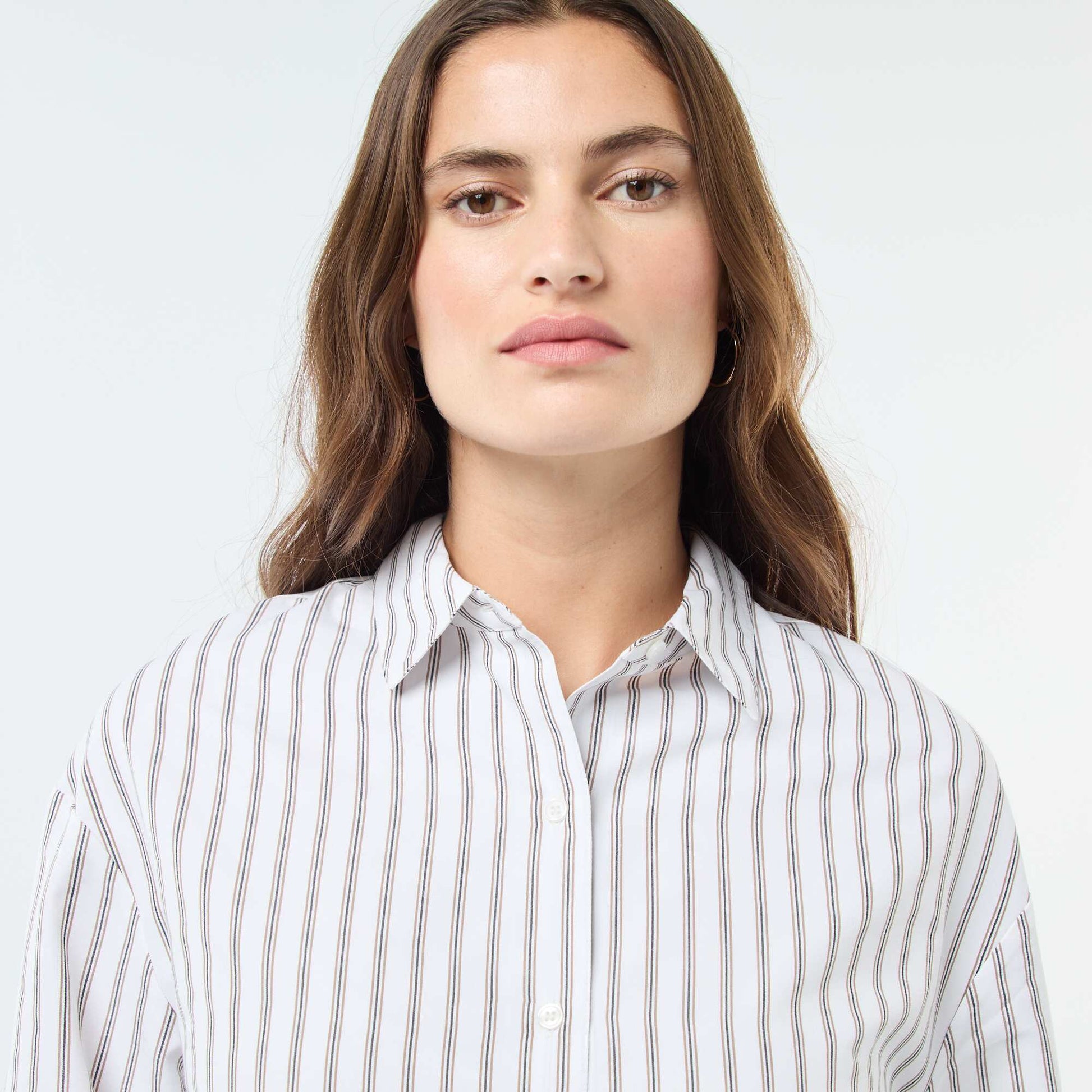 Chemise en popeline rayée BLANC