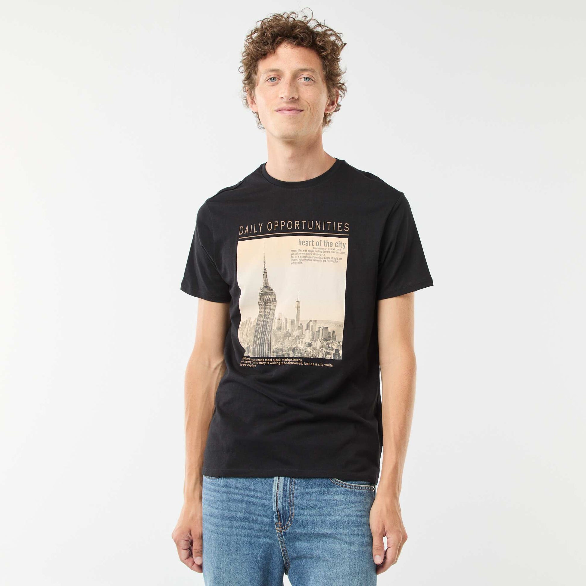 Tee-shirt manches courtes imprimé NOIR