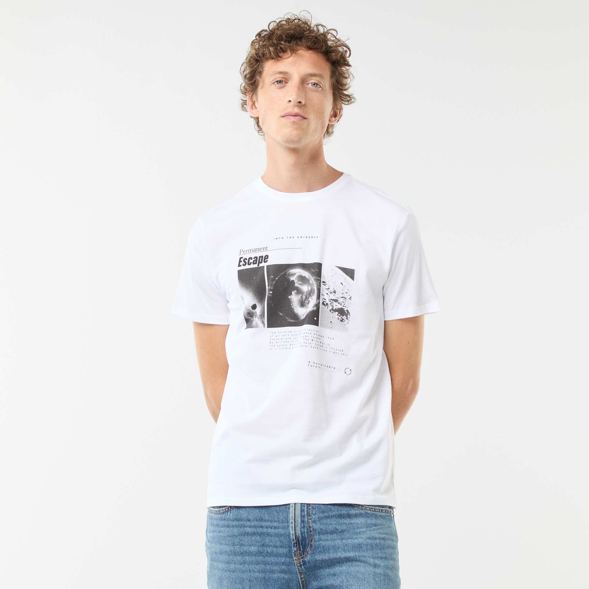 Tee-shirt manches courtes imprimé BLANC