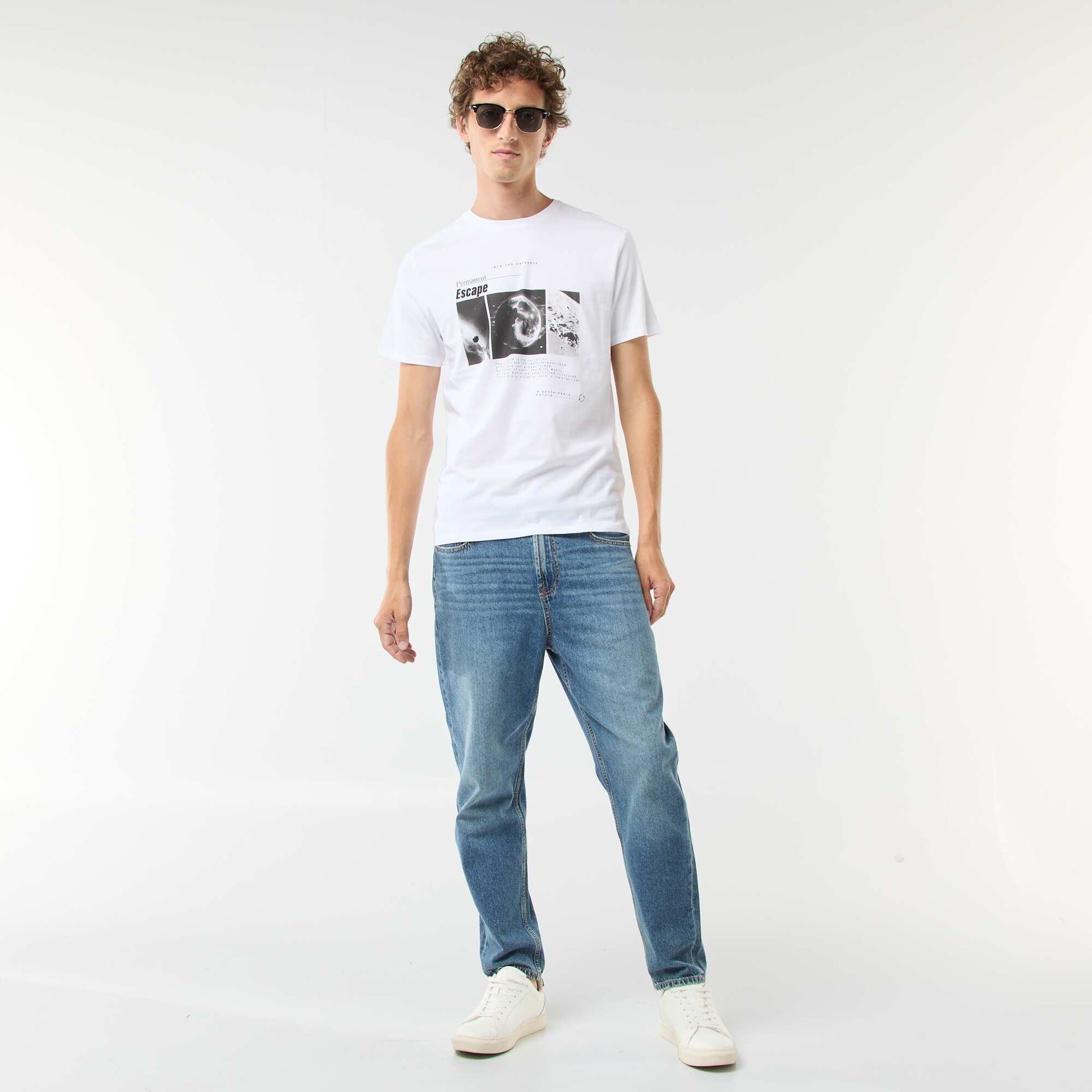 Tee-shirt manches courtes imprimé BLANC