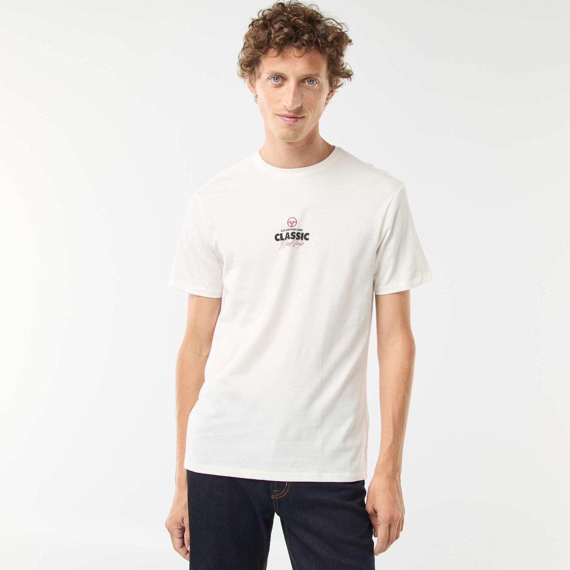 Tee-shirt manches courtes imprimé BLANC