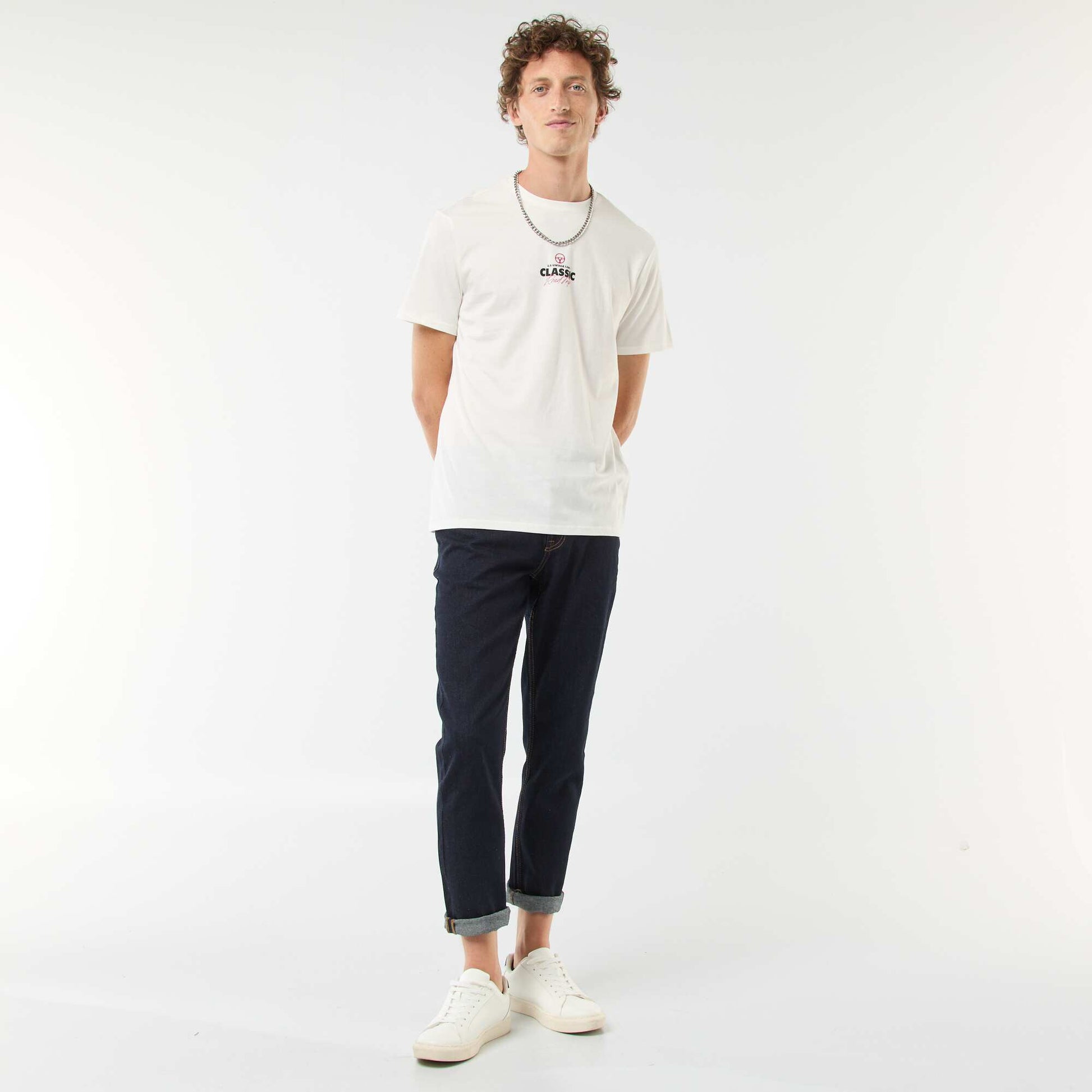 Tee-shirt manches courtes imprimé BLANC