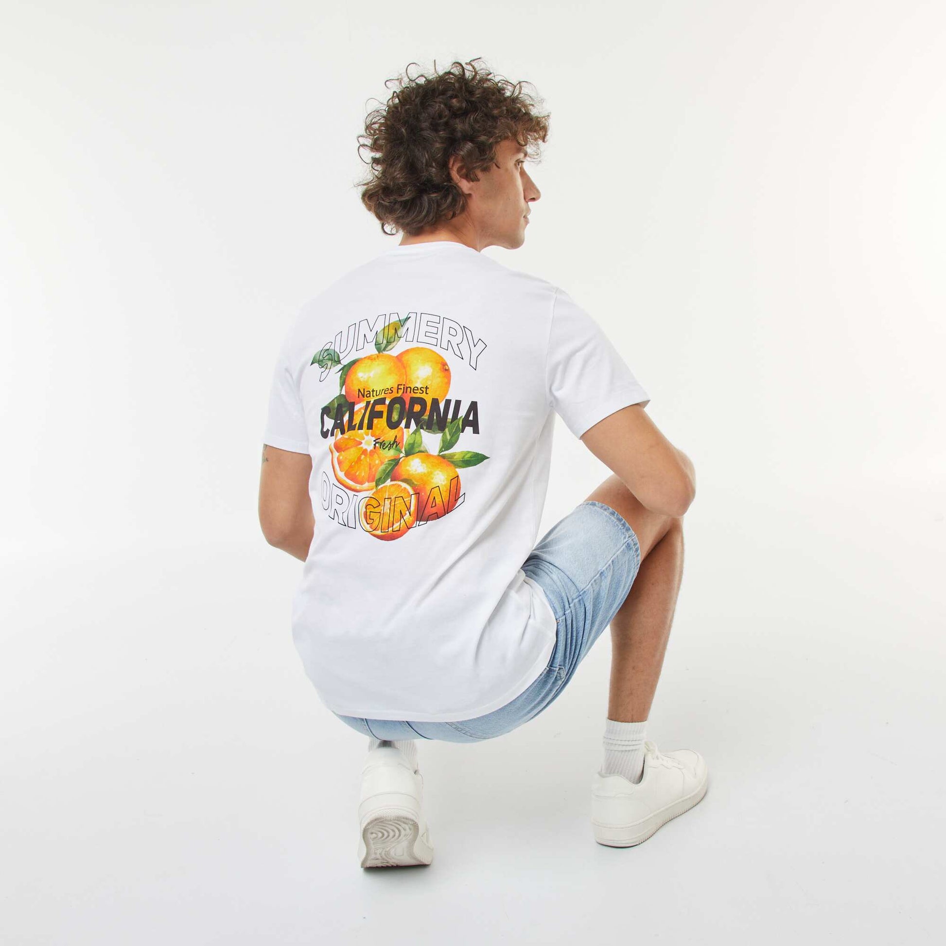 Tee-shirt manches courtes imprimé BLANC