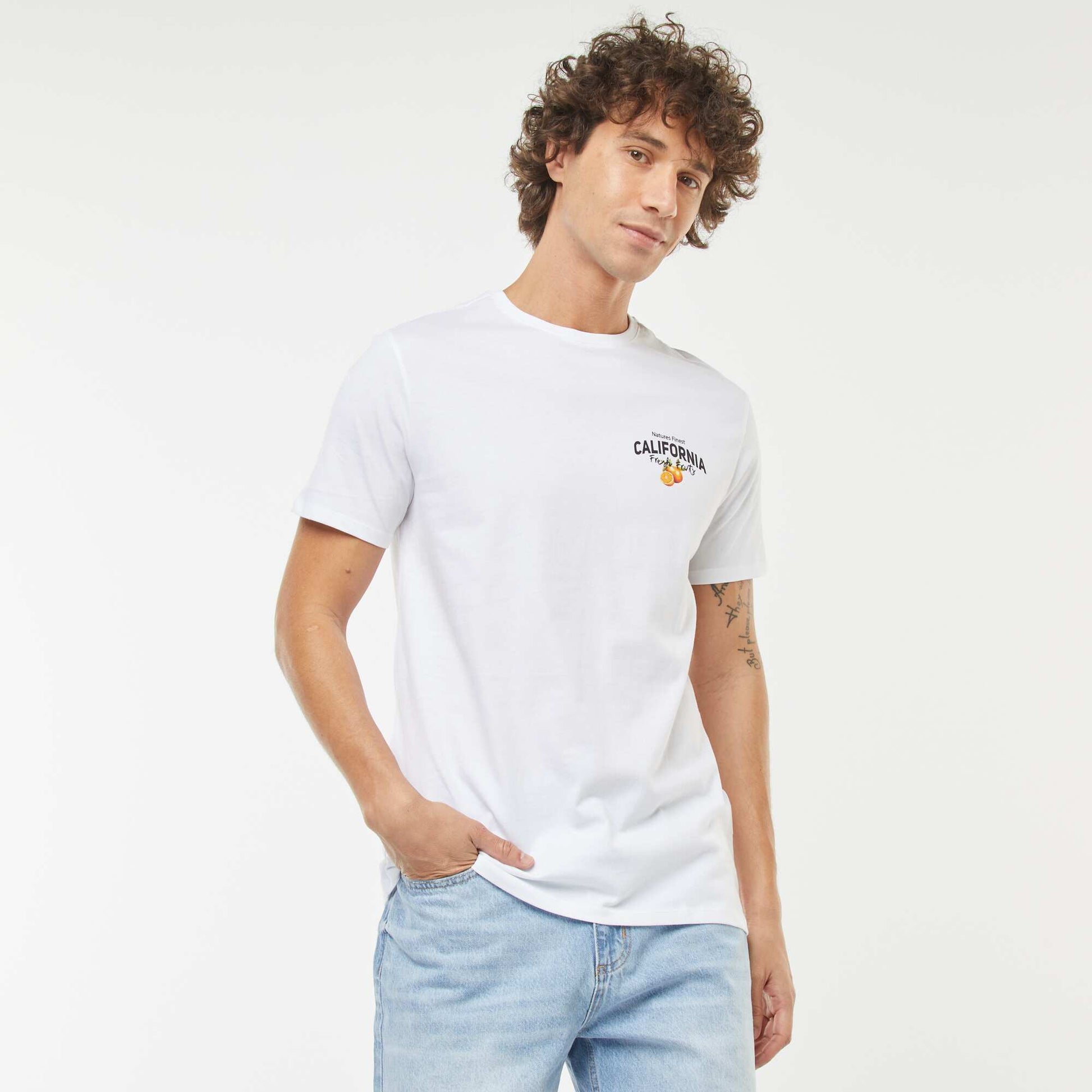 Tee-shirt manches courtes imprimé BLANC
