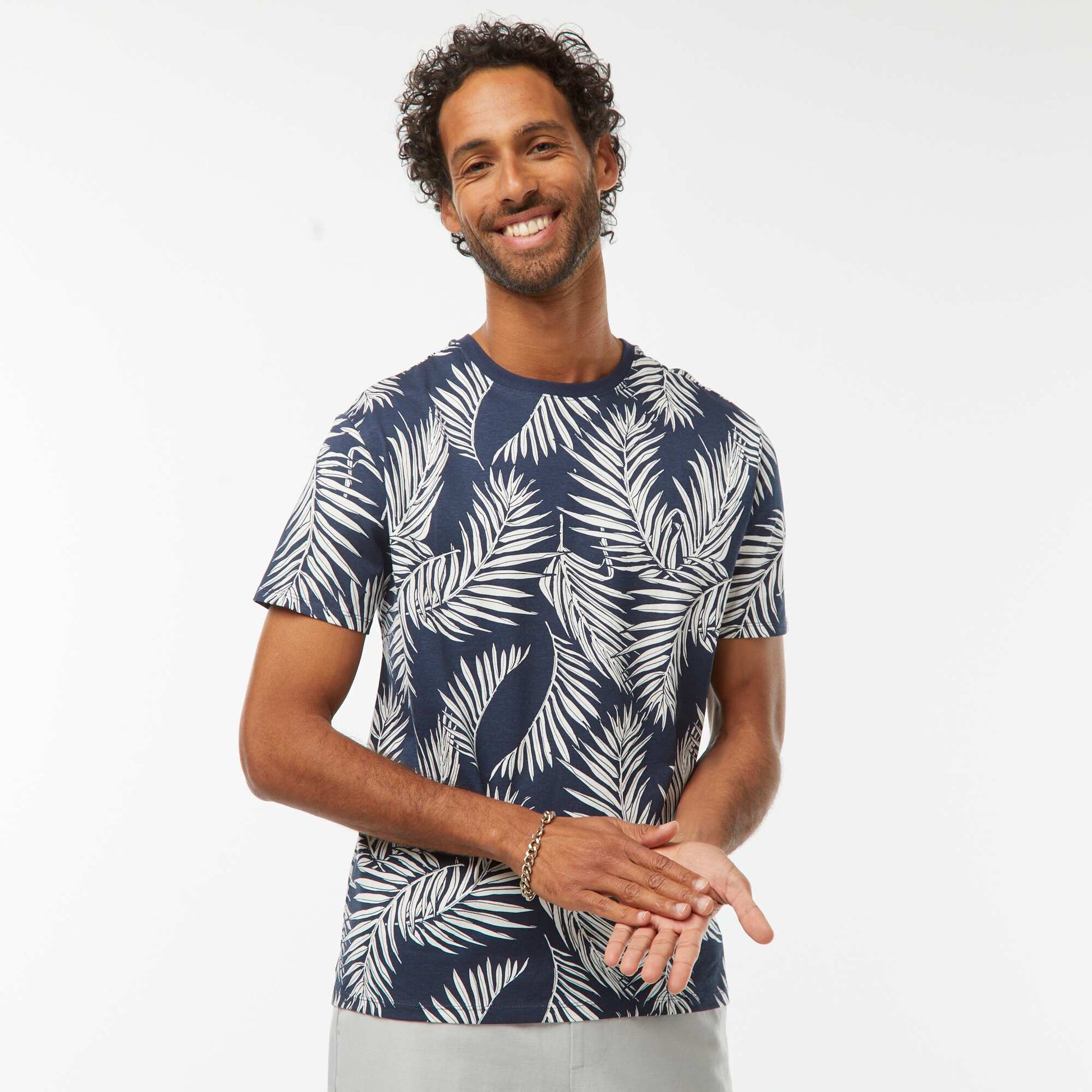 Tee-shirt manches courtes imprimé BLEU