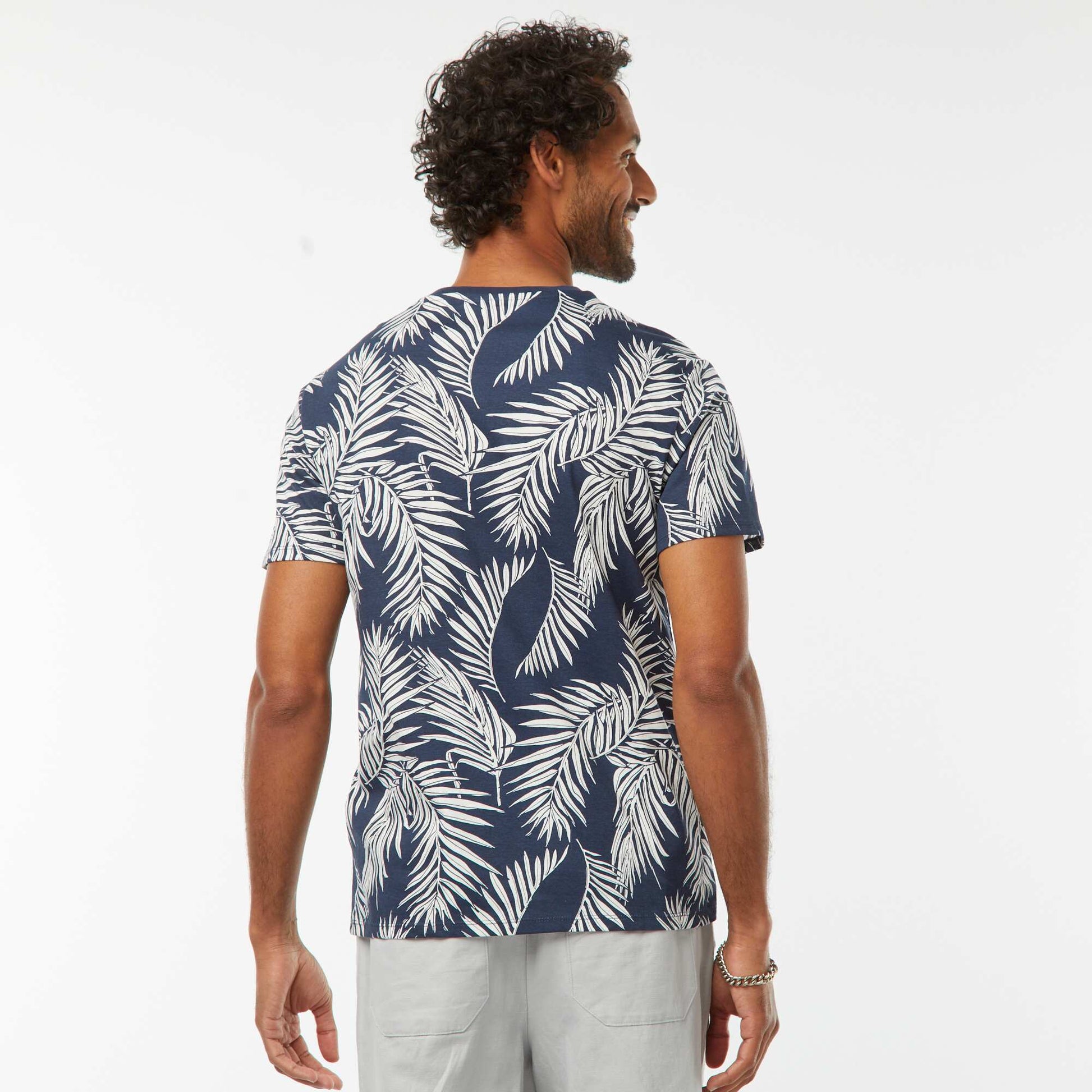 Tee-shirt manches courtes imprimé BLEU
