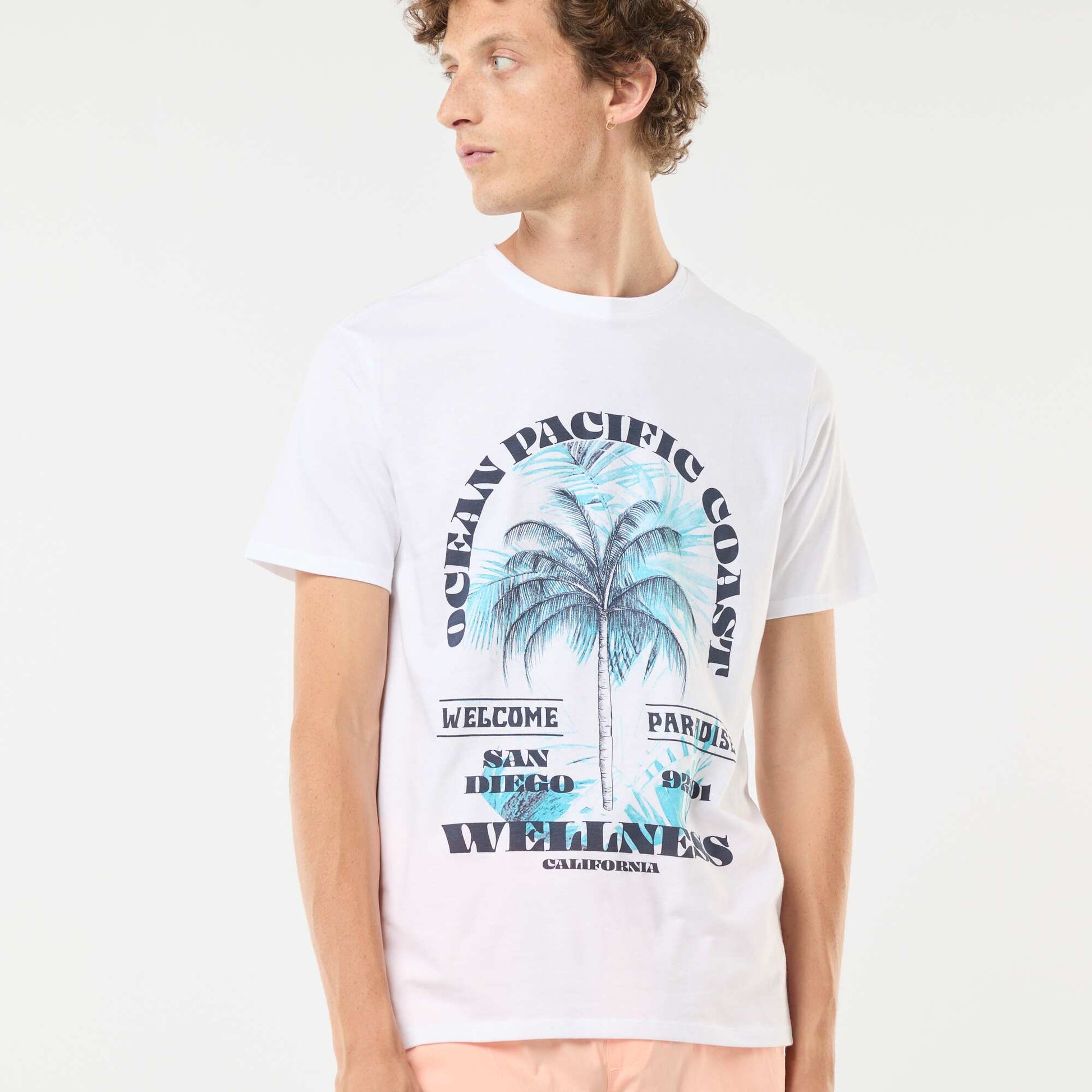 Tee-shirt manches courtes imprimé BLANC