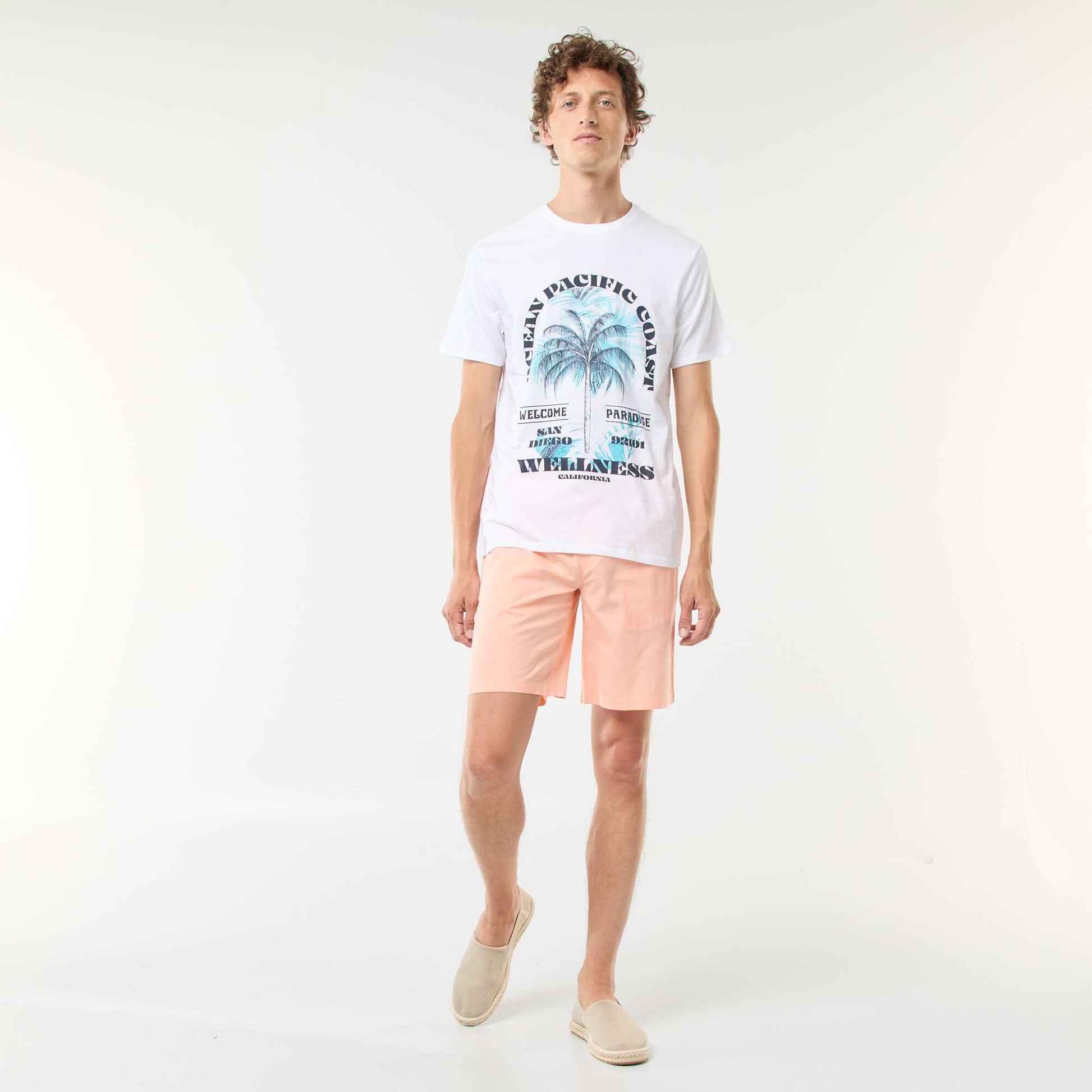 Tee-shirt manches courtes imprimé BLANC