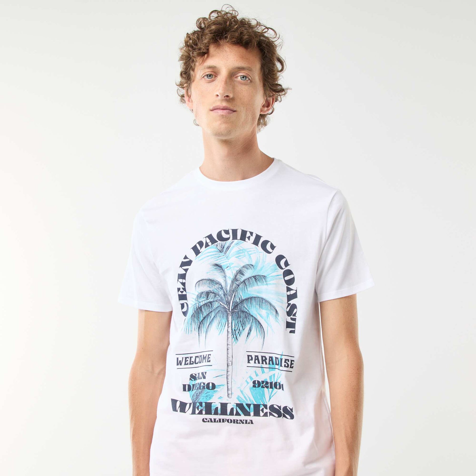 Tee-shirt manches courtes imprimé BLANC