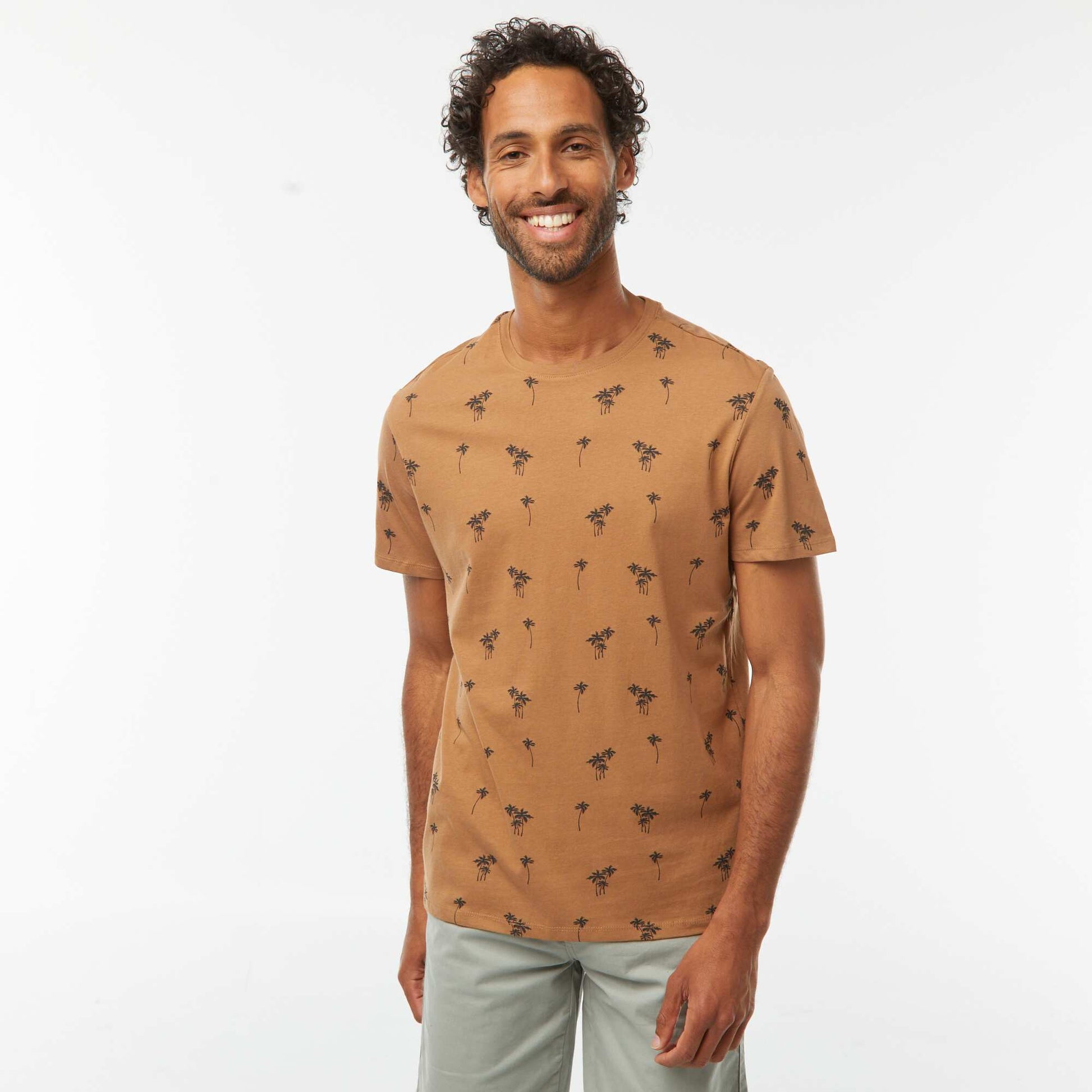 Tee-shirt manches courtes imprimé MARRON
