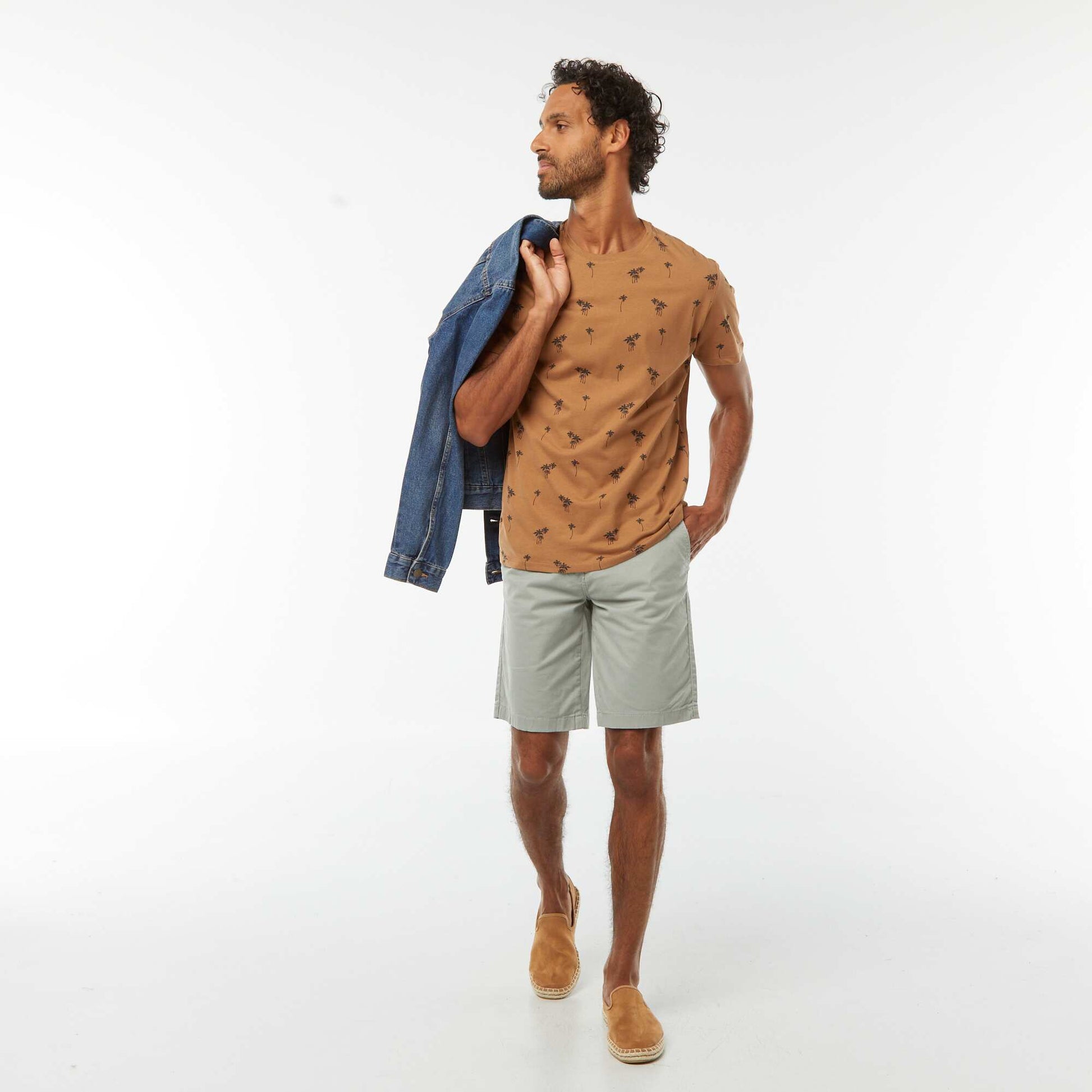 Tee-shirt manches courtes imprimé MARRON
