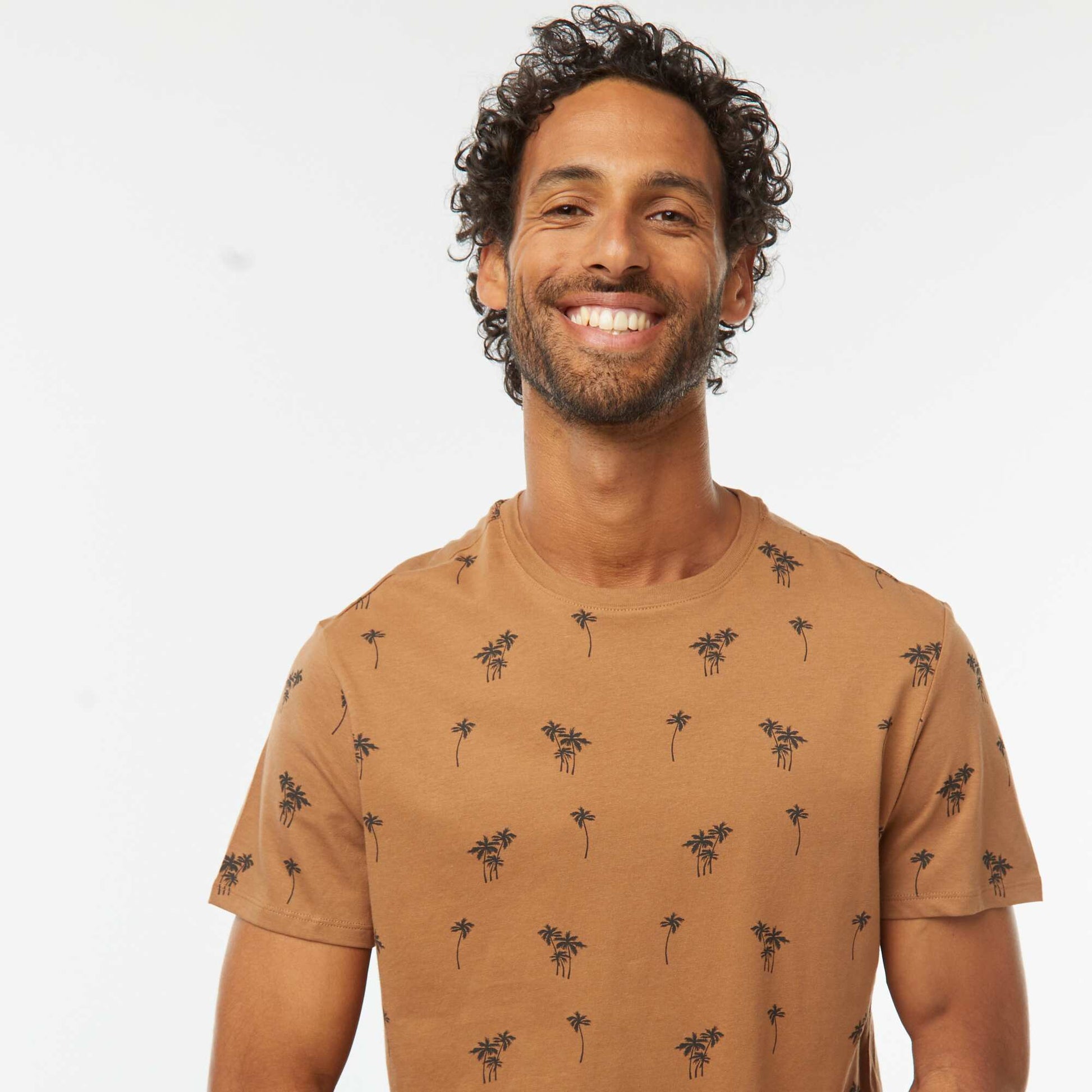 Tee-shirt manches courtes imprimé MARRON