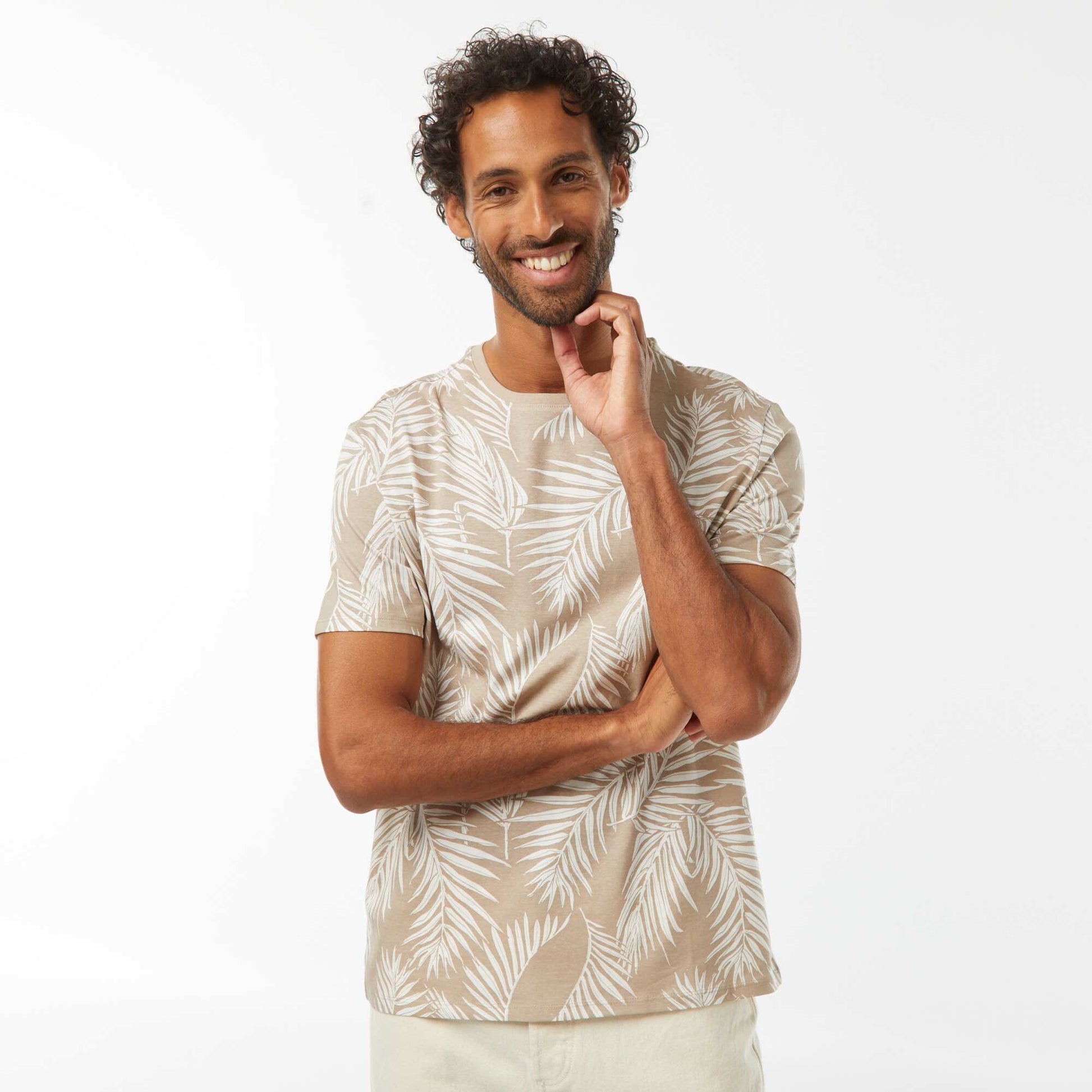 Tee-shirt manches courtes imprimé BEIGE