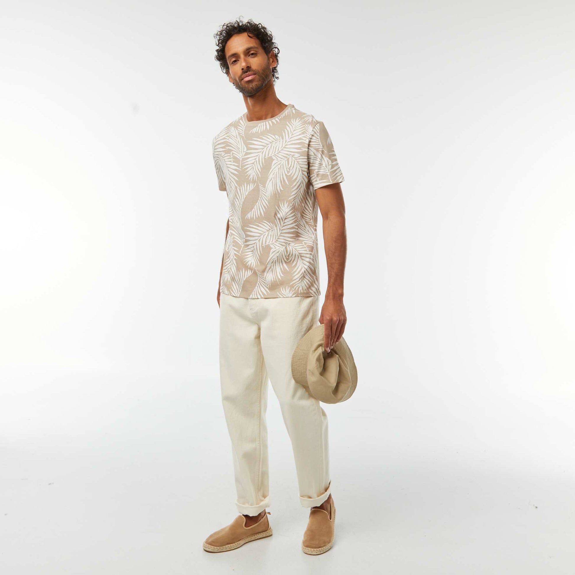 Tee-shirt manches courtes imprimé BEIGE