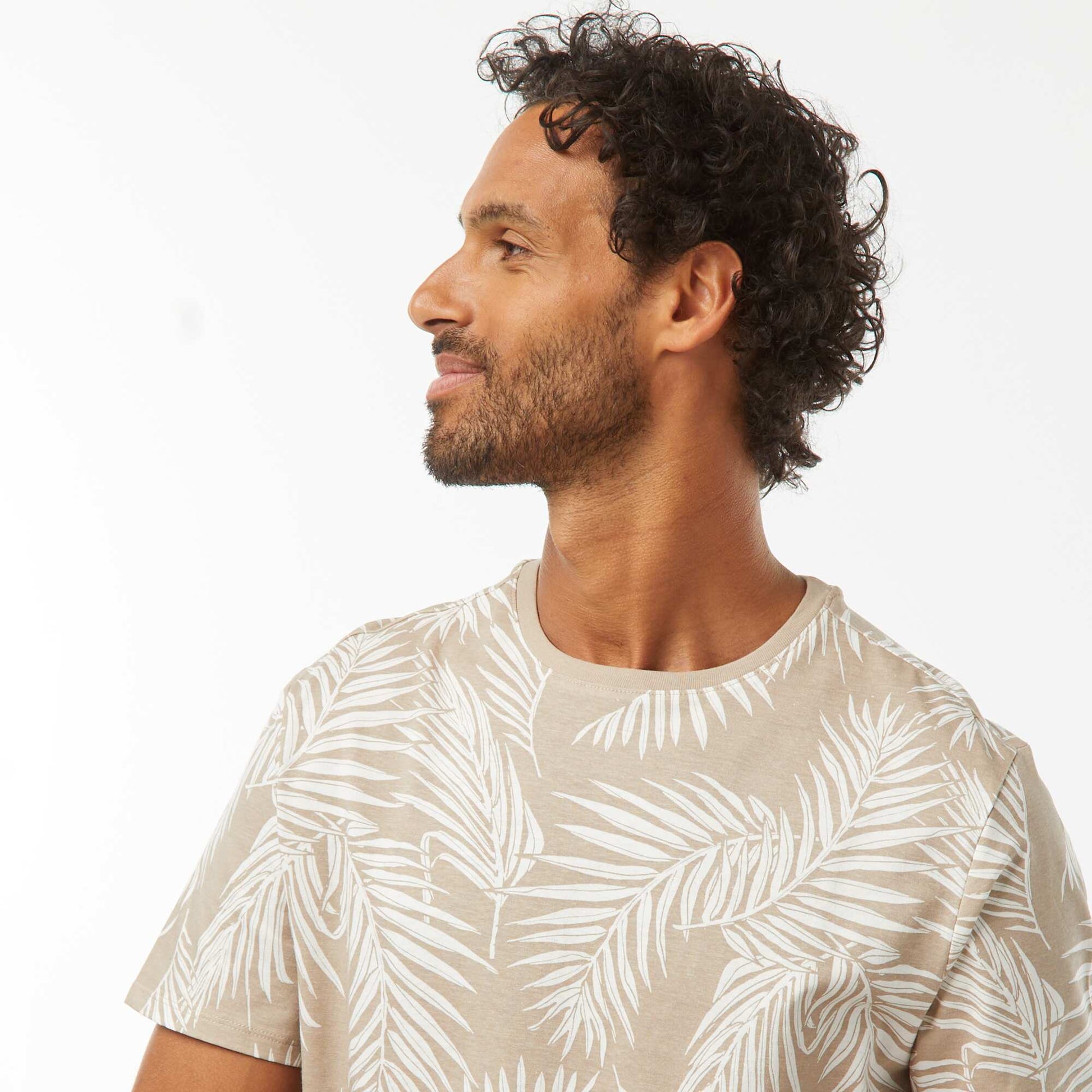 Tee-shirt manches courtes imprimé BEIGE