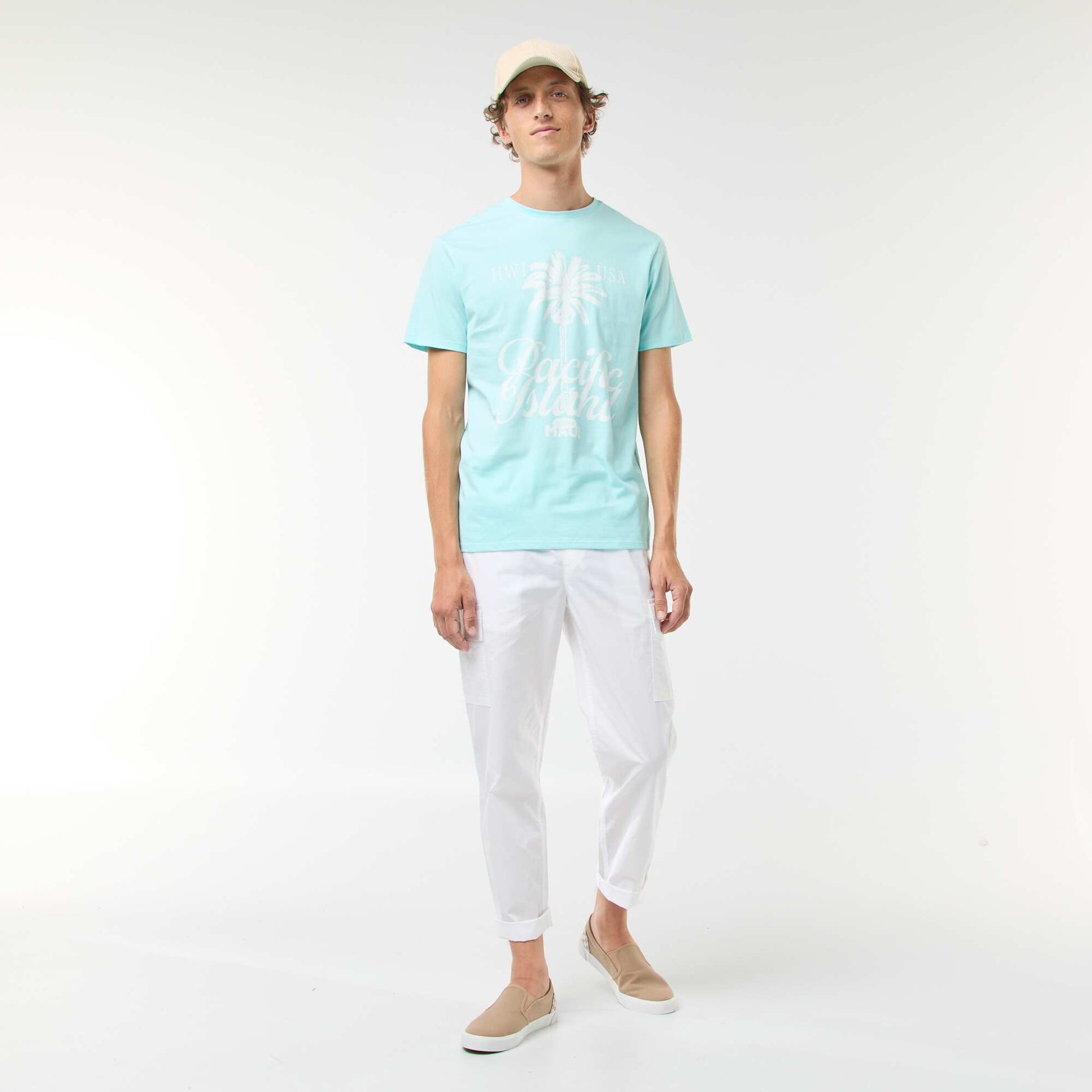 Tee-shirt manches courtes imprimé BLEU