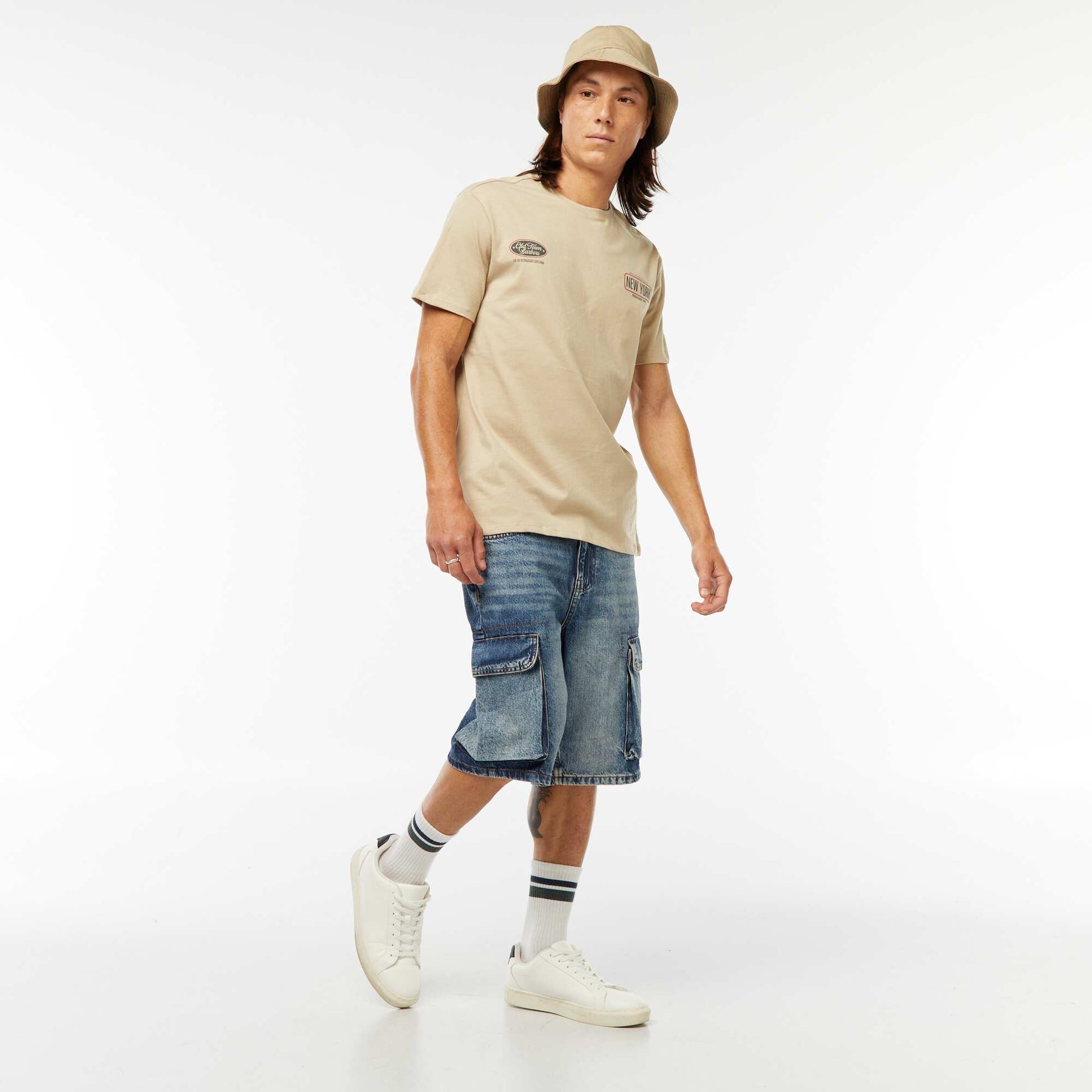 Tee-shirt manches courtes imprimé BEIGE