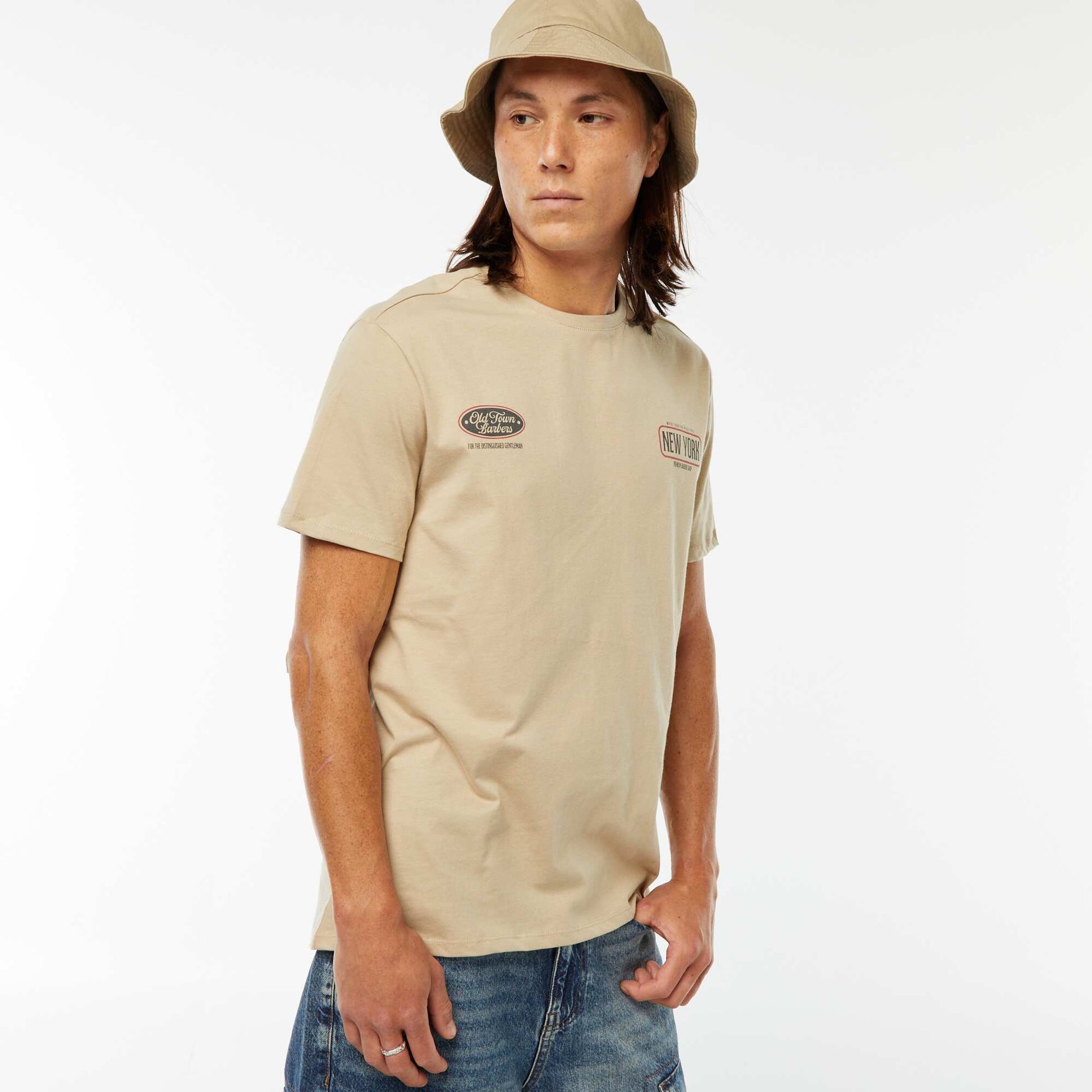 Tee-shirt manches courtes imprimé BEIGE