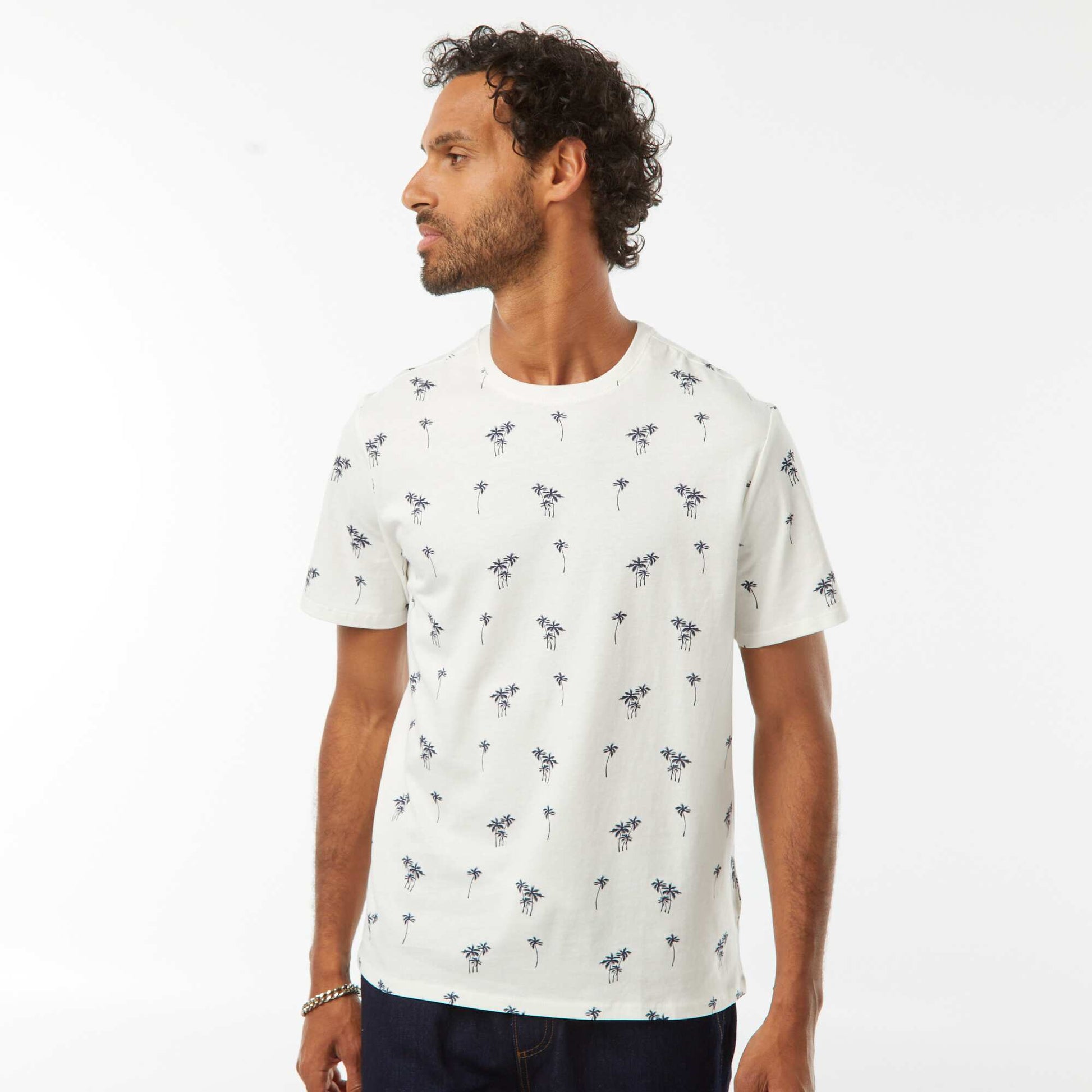 Tee-shirt manches courtes imprimé BLANC