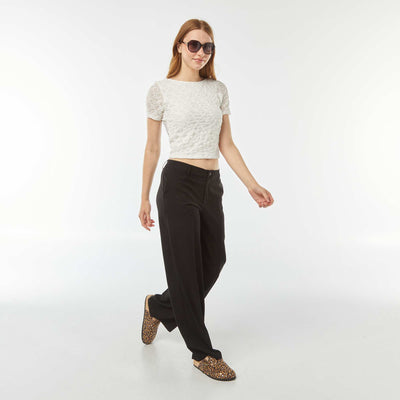 Pantalon city large à pinces NOIR