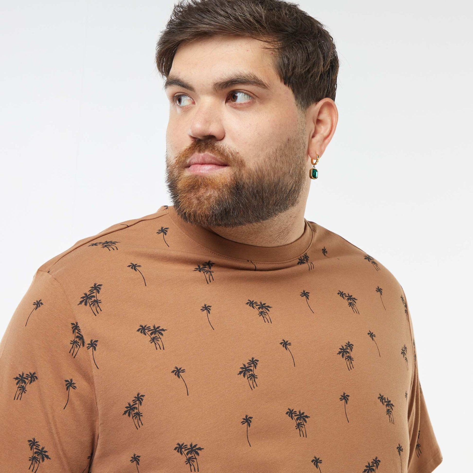 T-shirt manches courtes à motif MARRON
